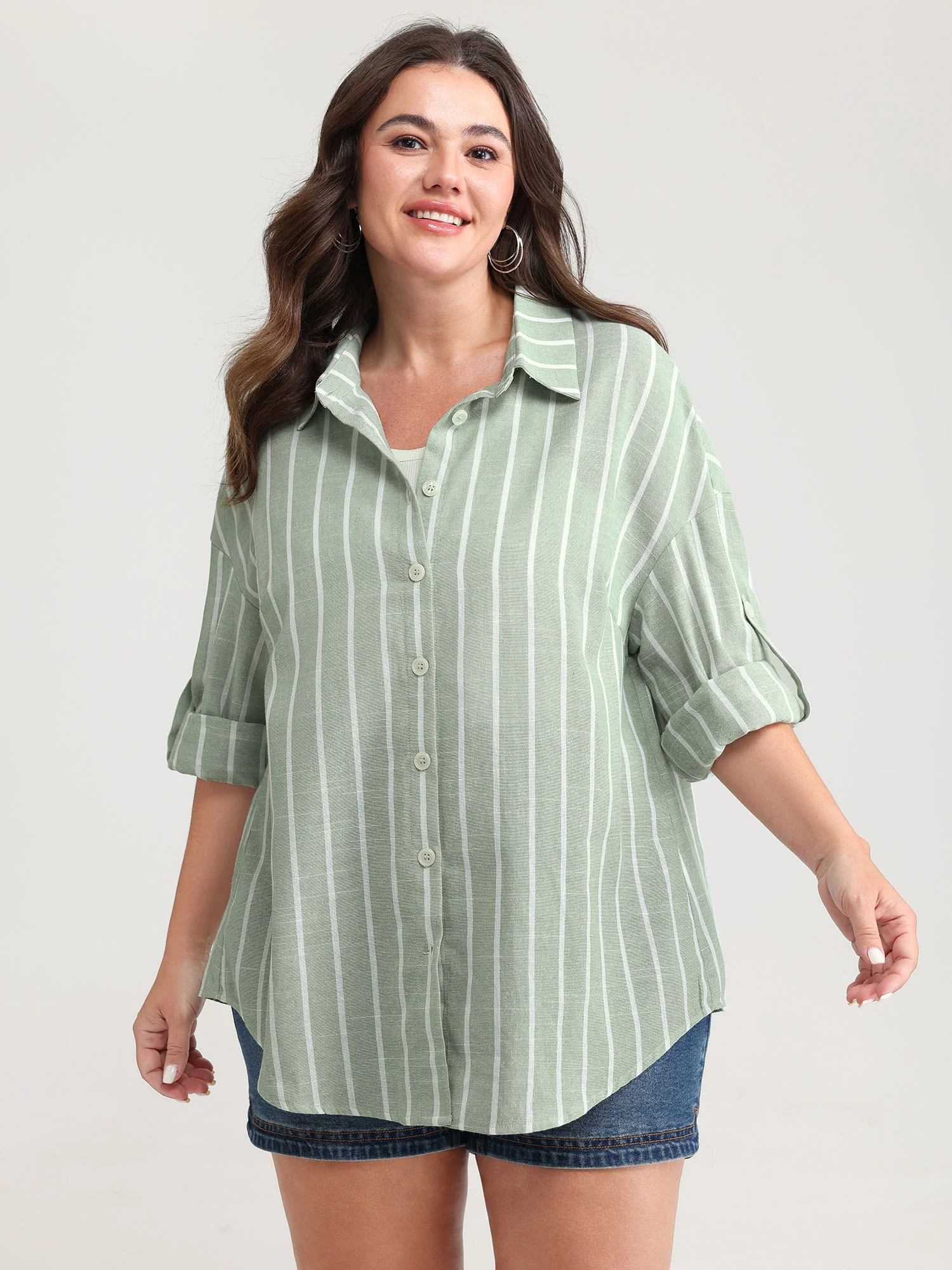 Adjustable Tab Sleeve Button-Down Shirt - Image 4