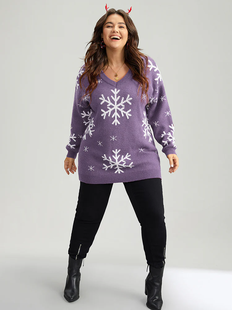 Anti-Pilling Snowflake Print Pullover - Image 4