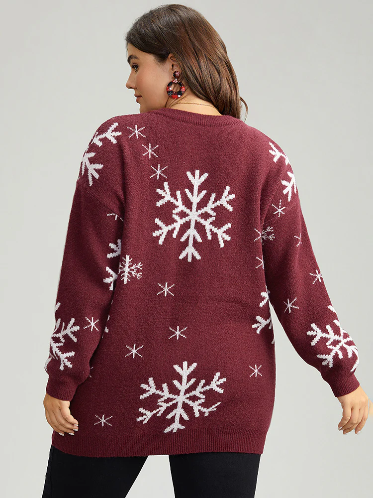 Anti-Pilling Snowflake Print Pullover - Image 6