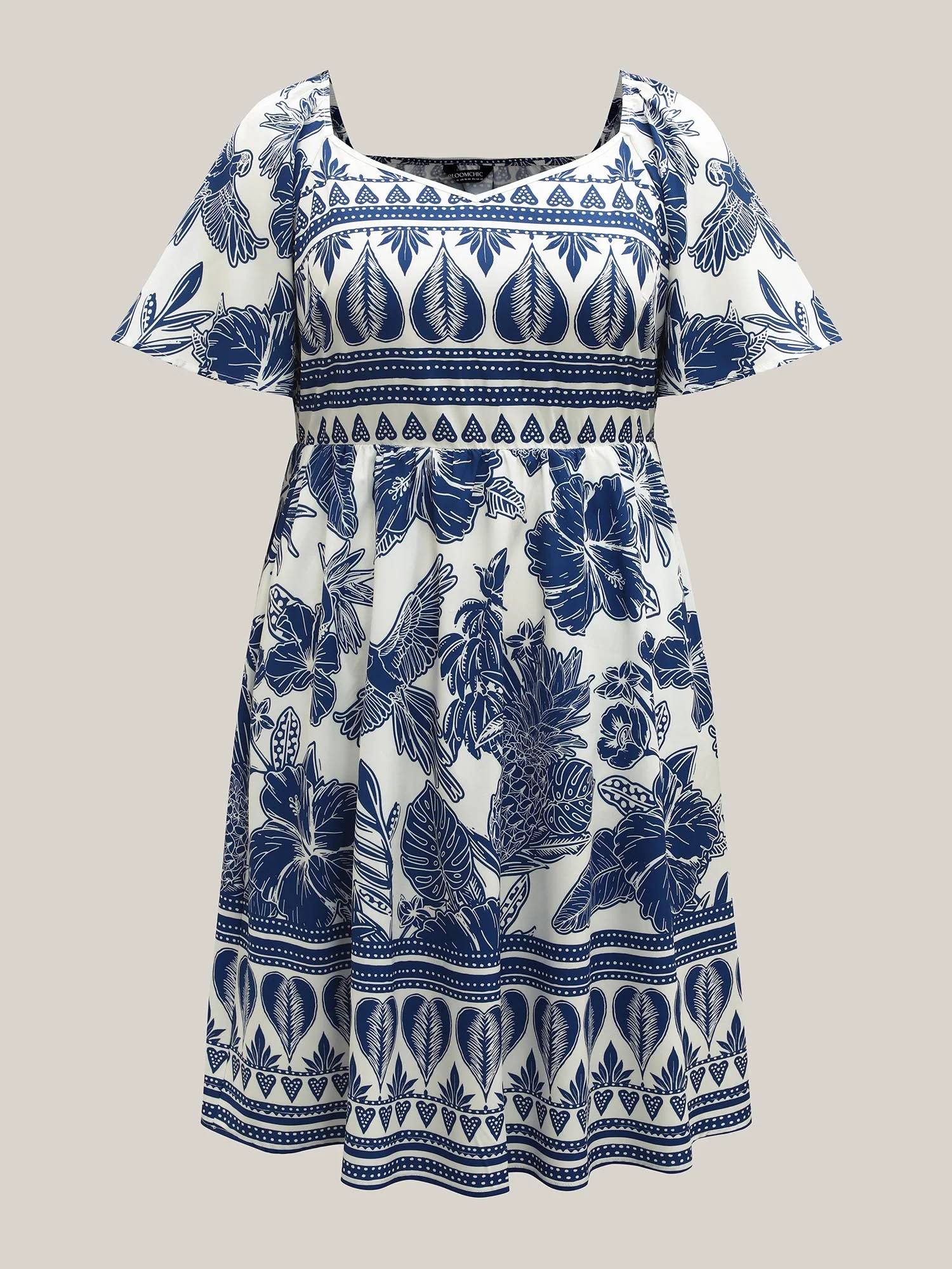 Boho Print Fit Flare Pockets Mini Dress - Image 7