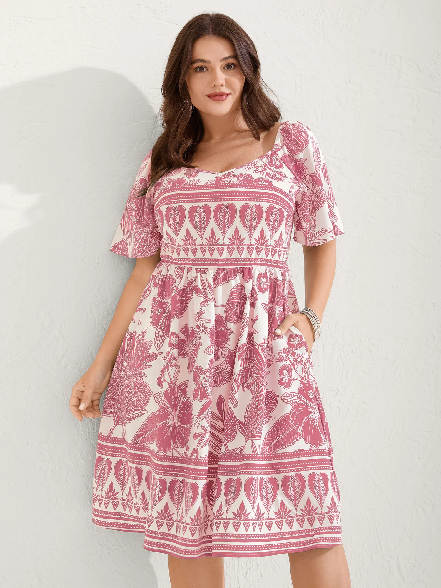 Boho Print Fit Flare Pockets Mini Dress - Image 8