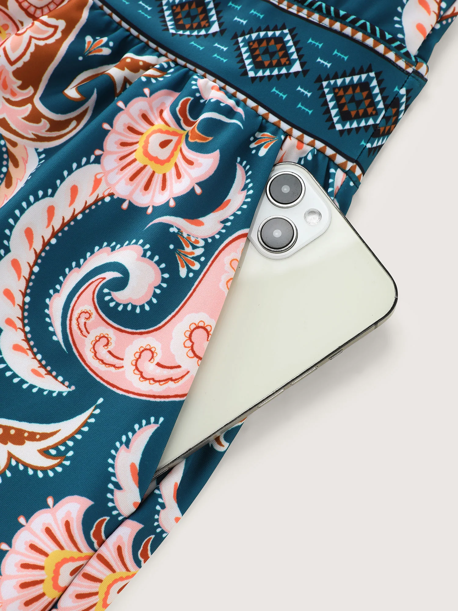 Boho Print Pockets Swim Romper - Image 5