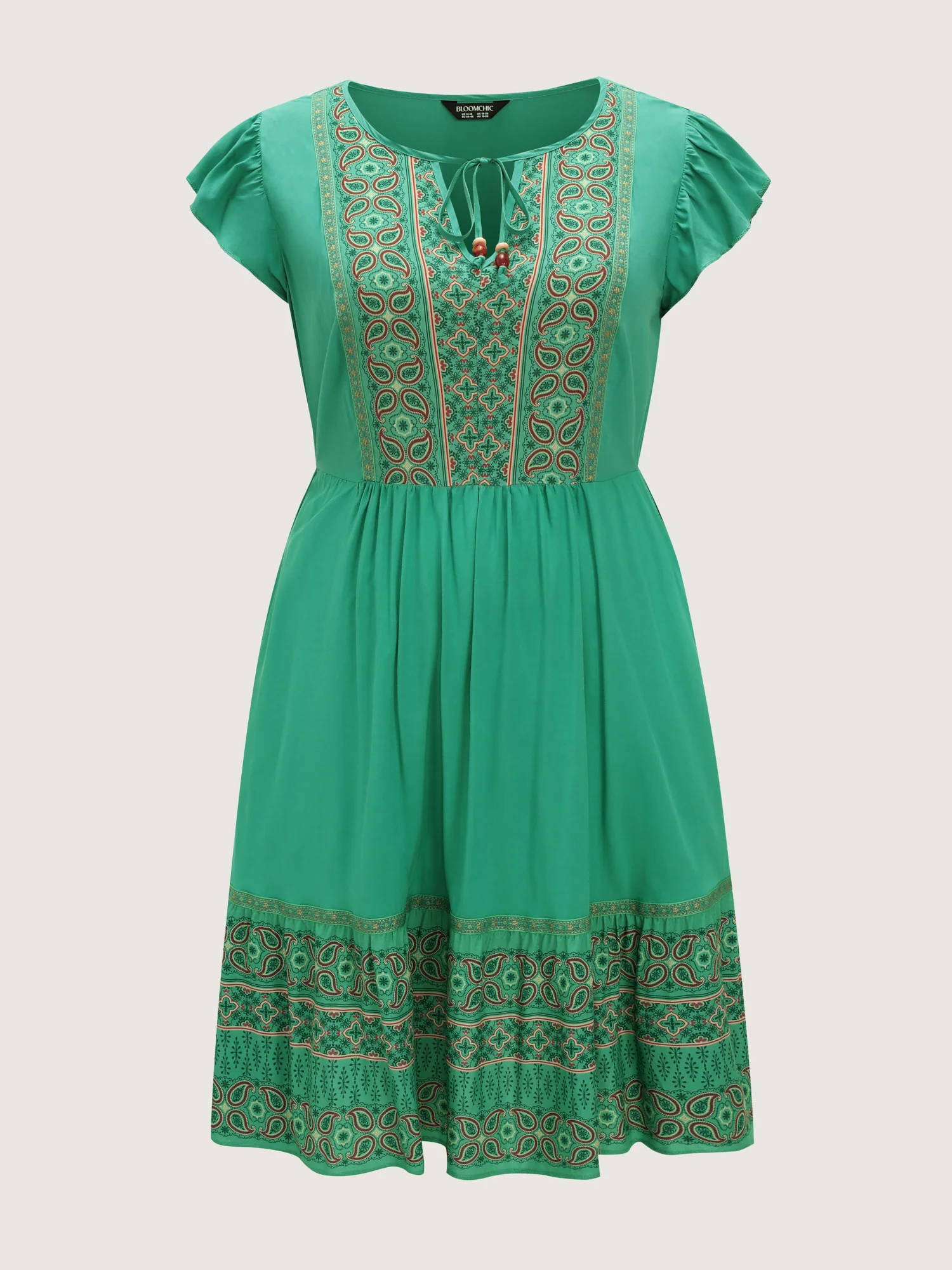 Boho Print Ruffled Sleeve Mini Dress - Image 7