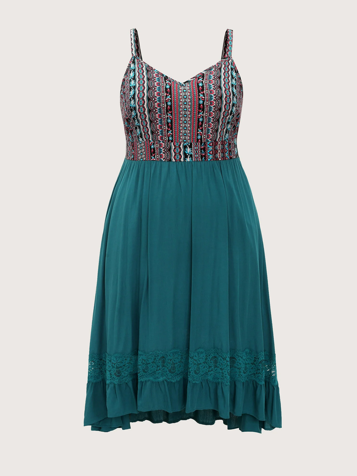 Boho Striped Lace Trim Midi Dress - Image 7