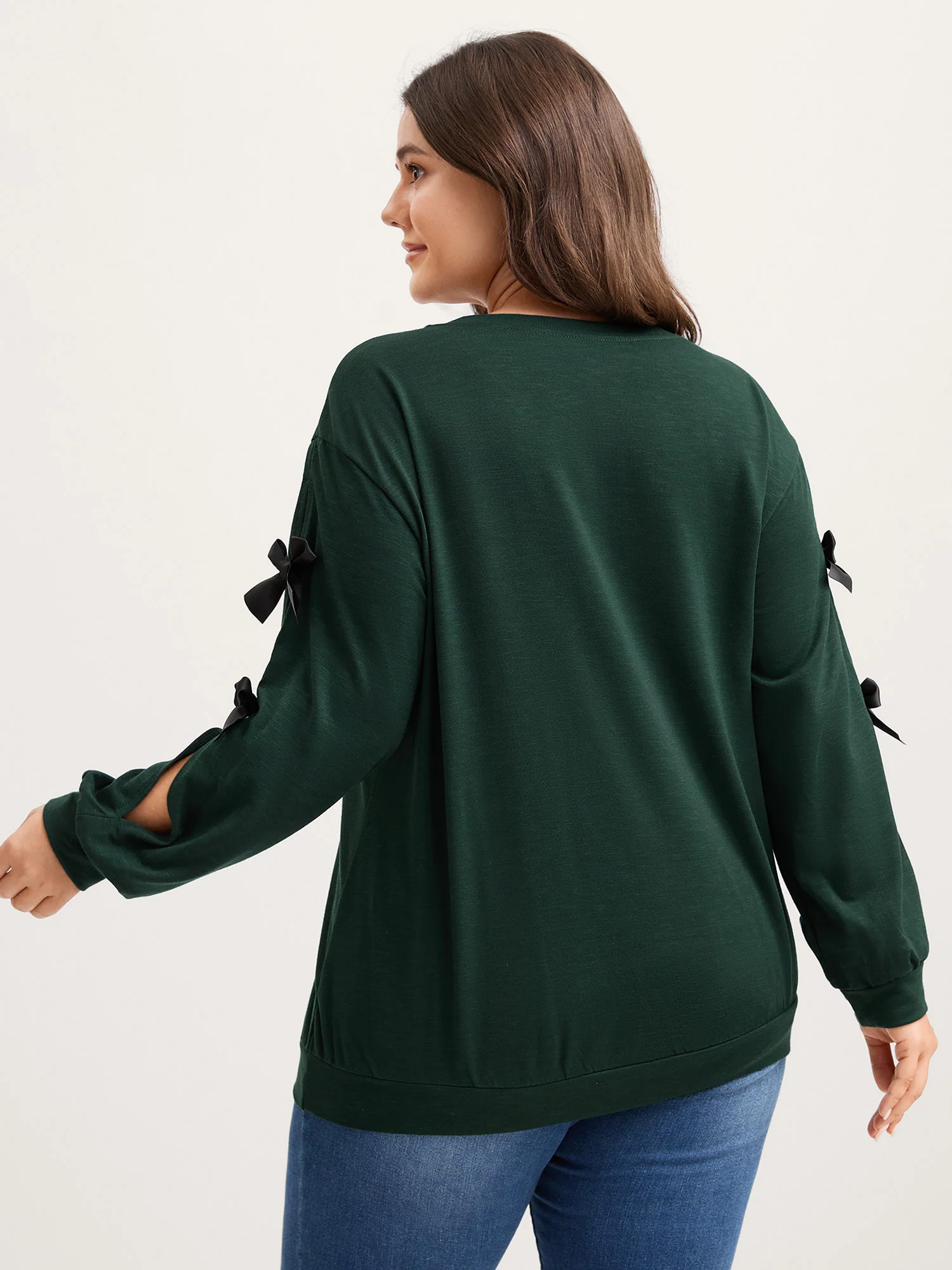 Bow-Knot Sleeve Cut-Out Sweatshirt - Image 5