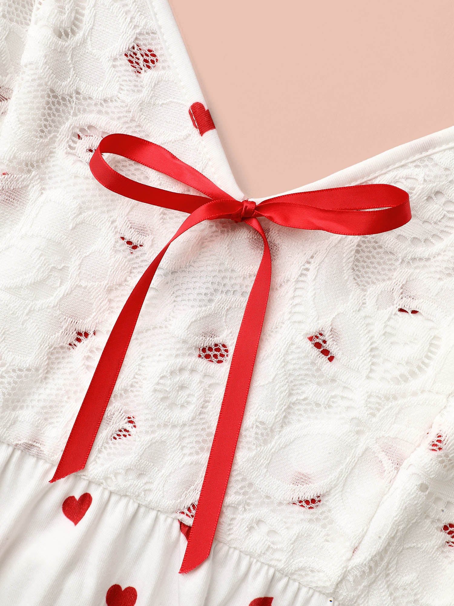 Romantic Heart Print Lace Sleep Dress - Image 5