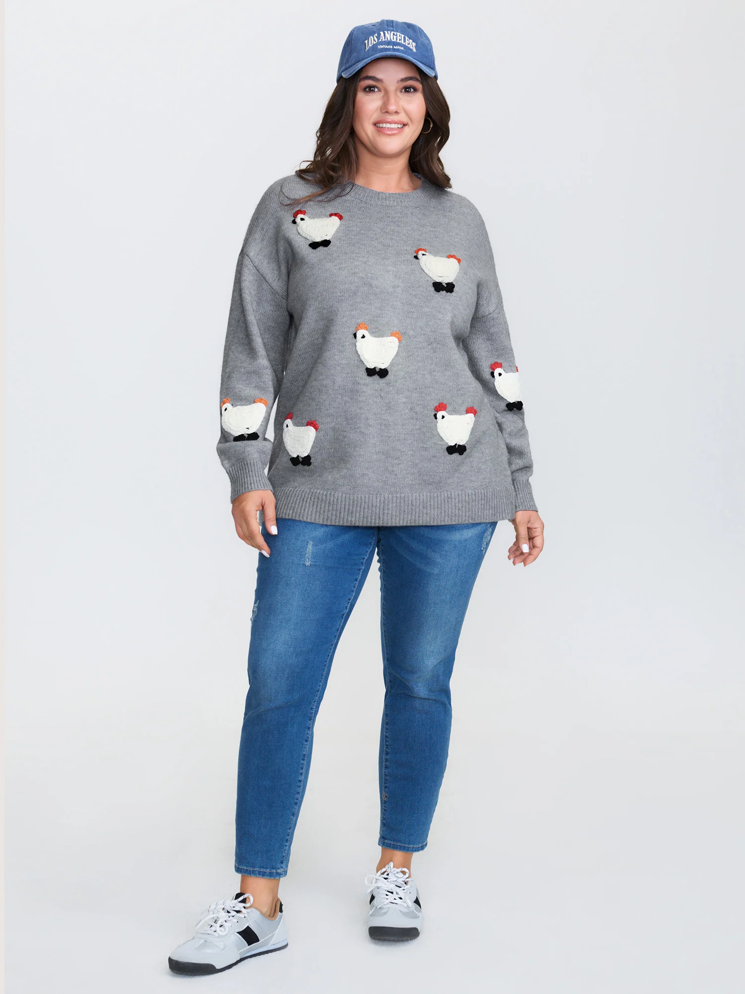 Chicken Embroidered Crew Neck Pullover - Image 3
