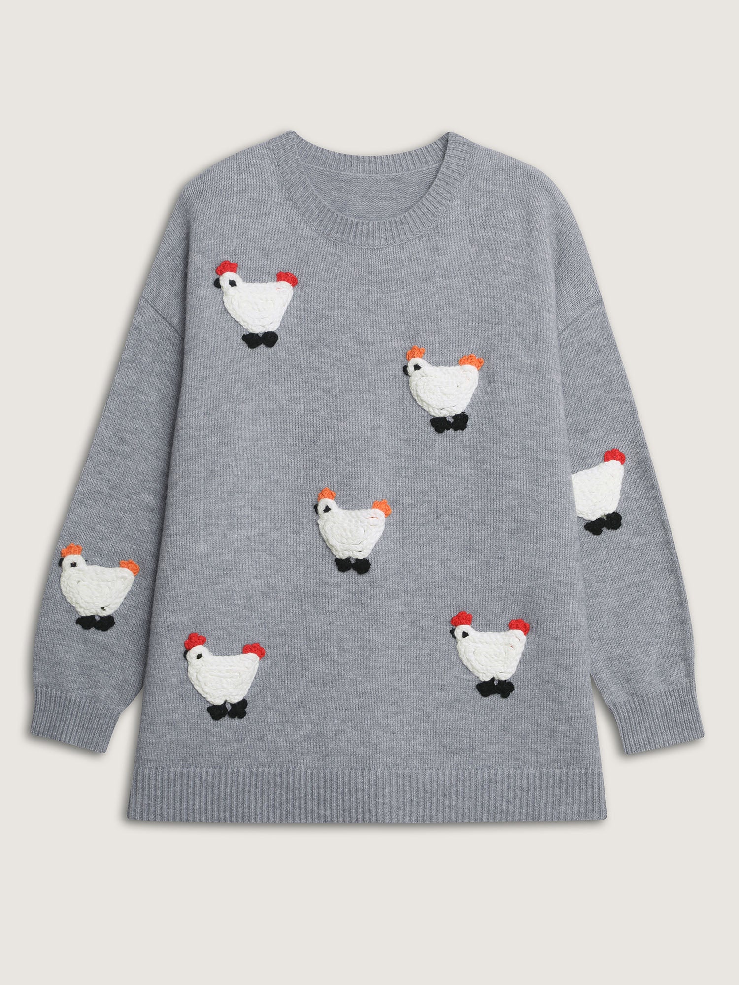 Chicken Embroidered Crew Neck Pullover - Image 7
