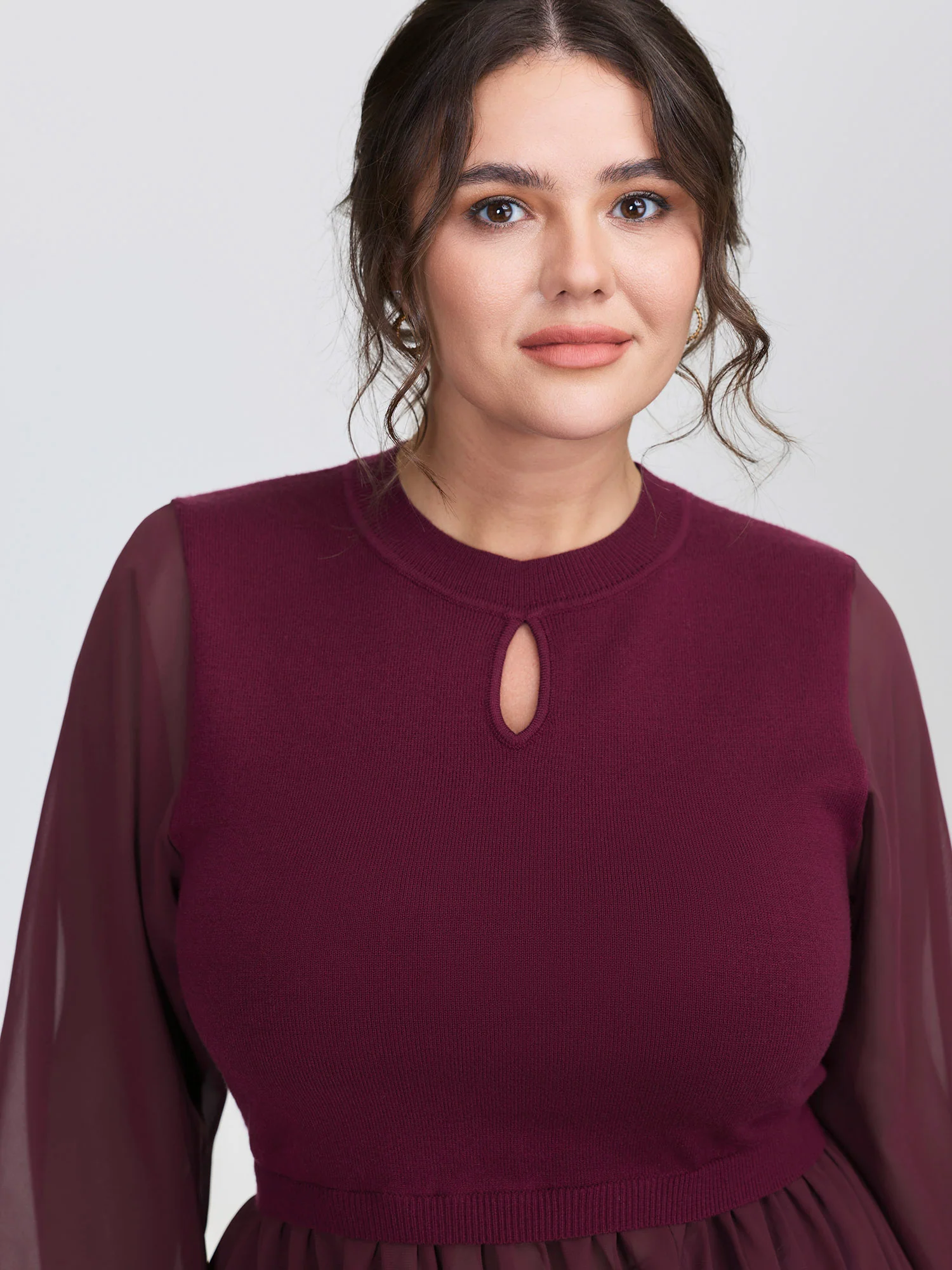 Chiffon Cut-Out Sheer Pullover - Image 3