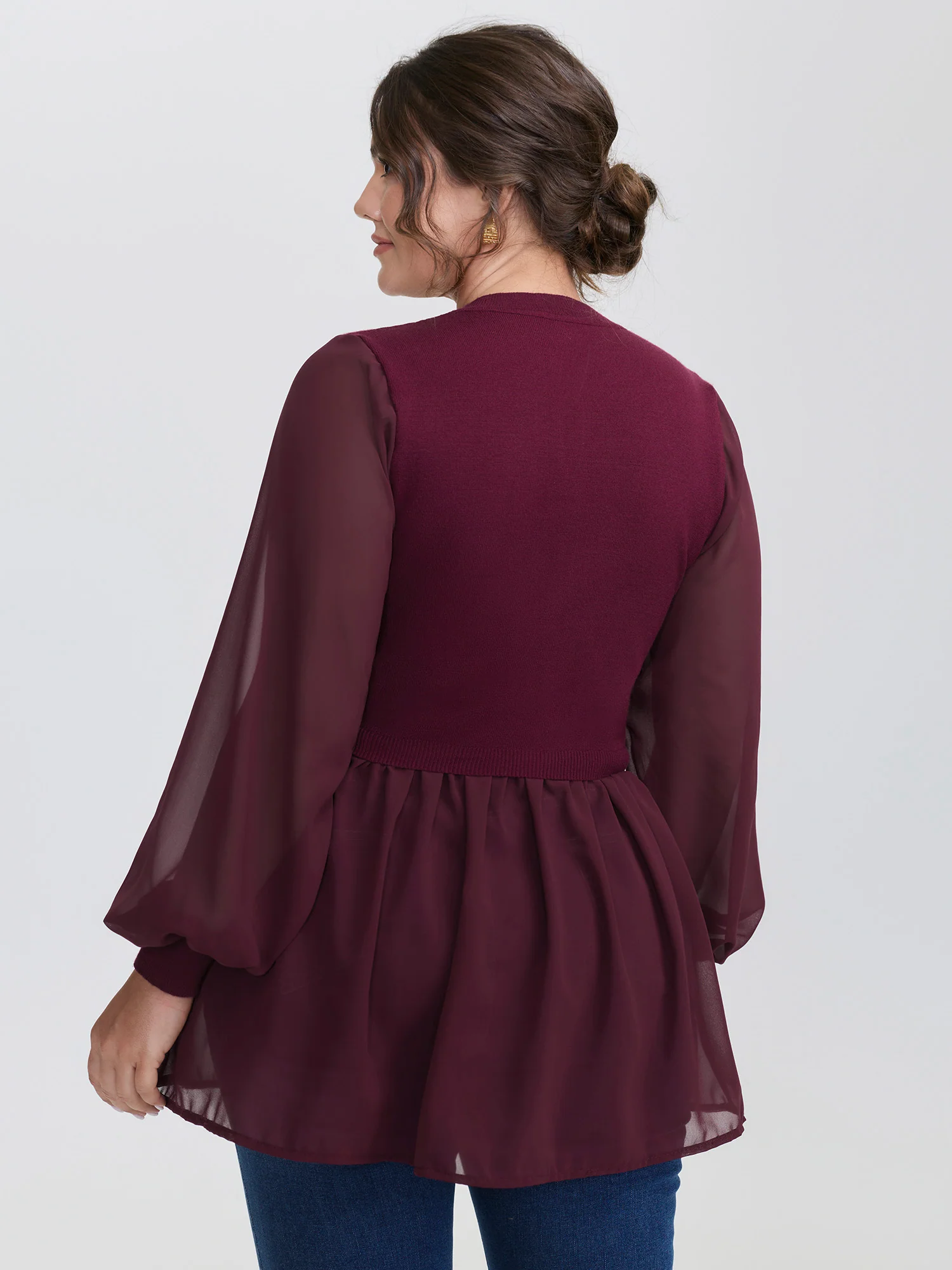 Chiffon Cut-Out Sheer Pullover - Image 4