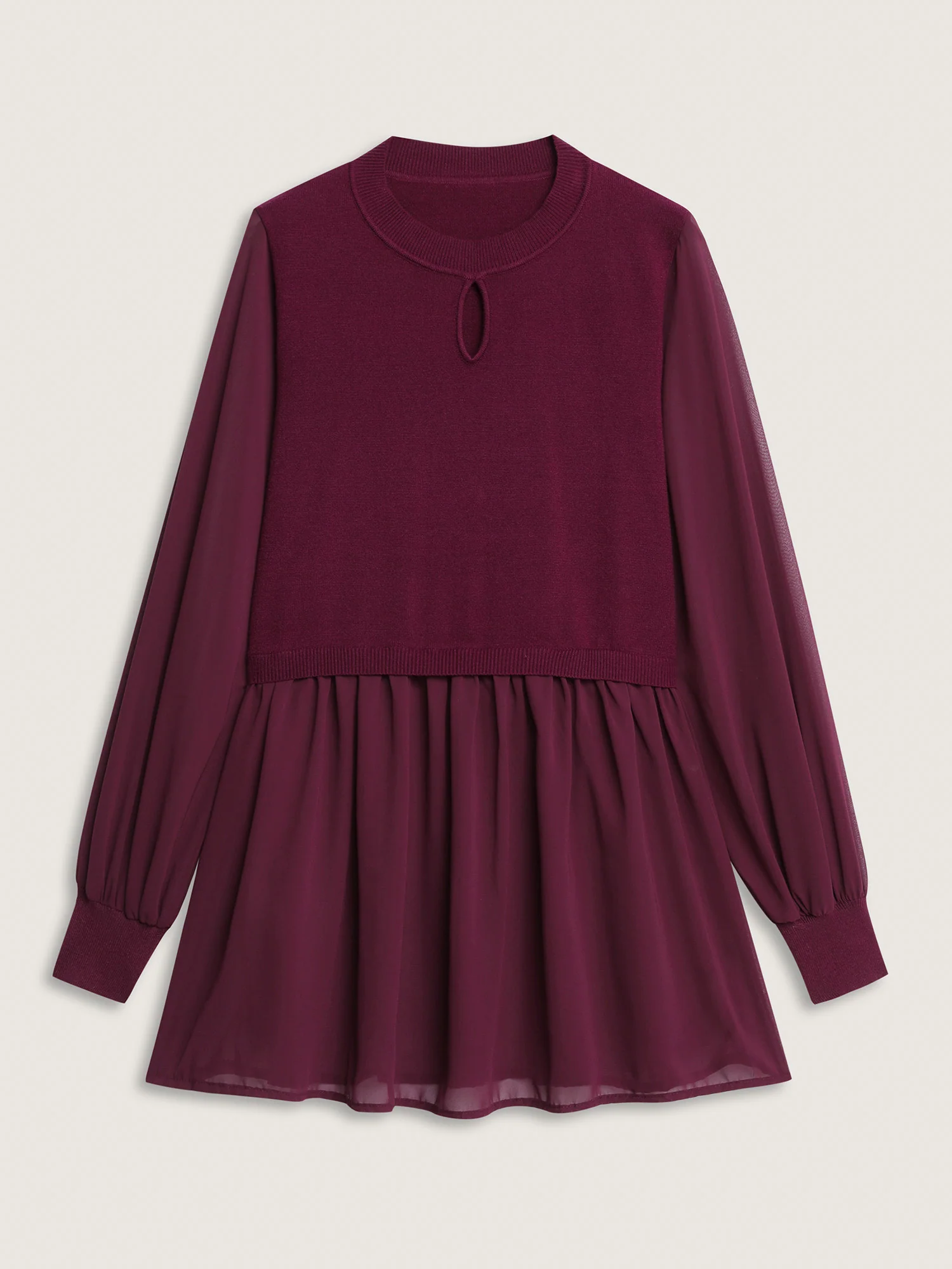 Chiffon Cut-Out Sheer Pullover - Image 7