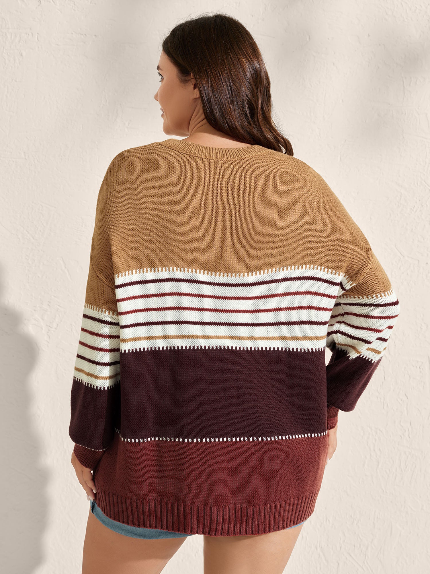 Color Block Striped Contrast Pullover - Image 4