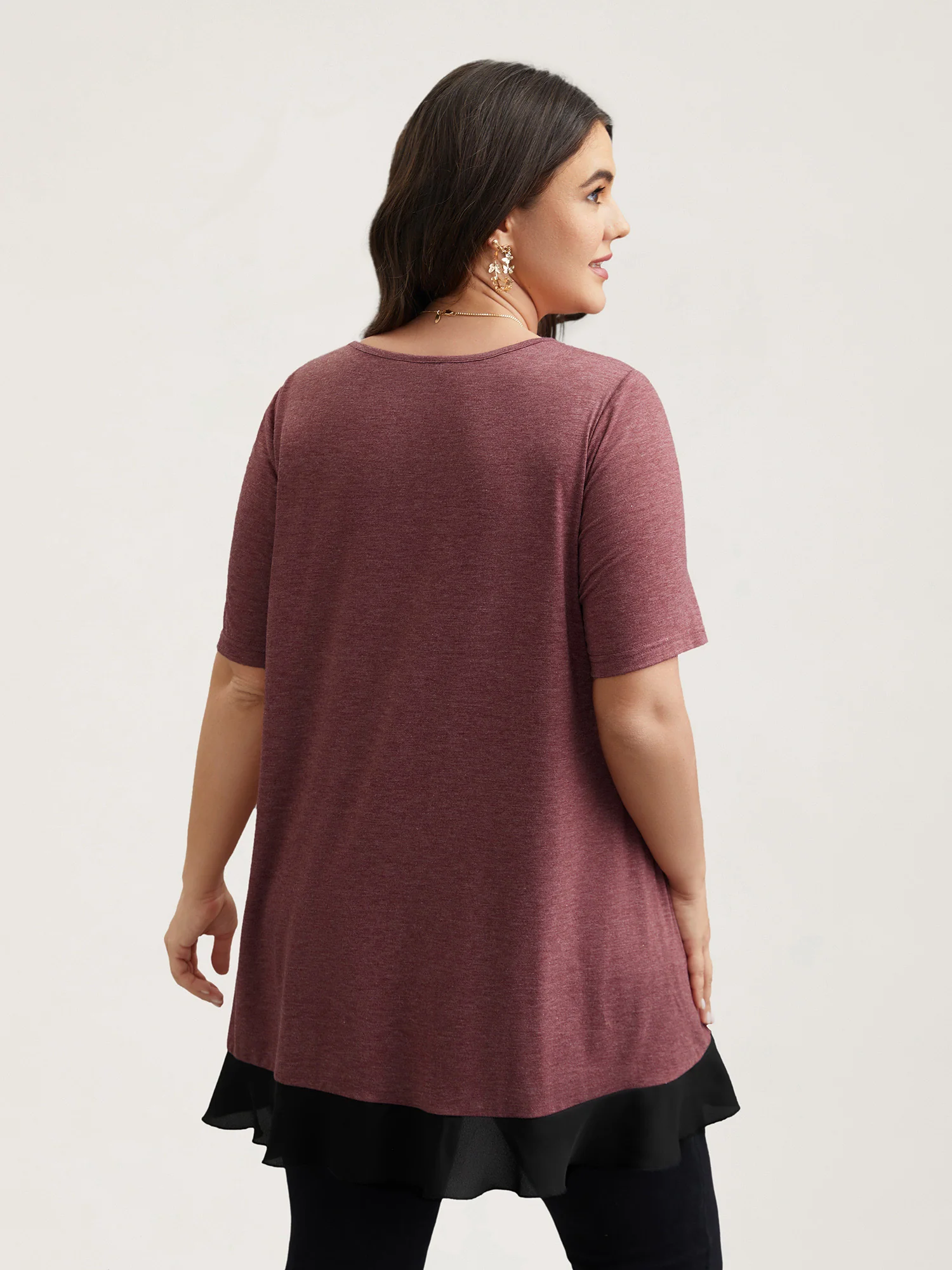 Color Contrast Overlap Hem Flared Top - Image 10