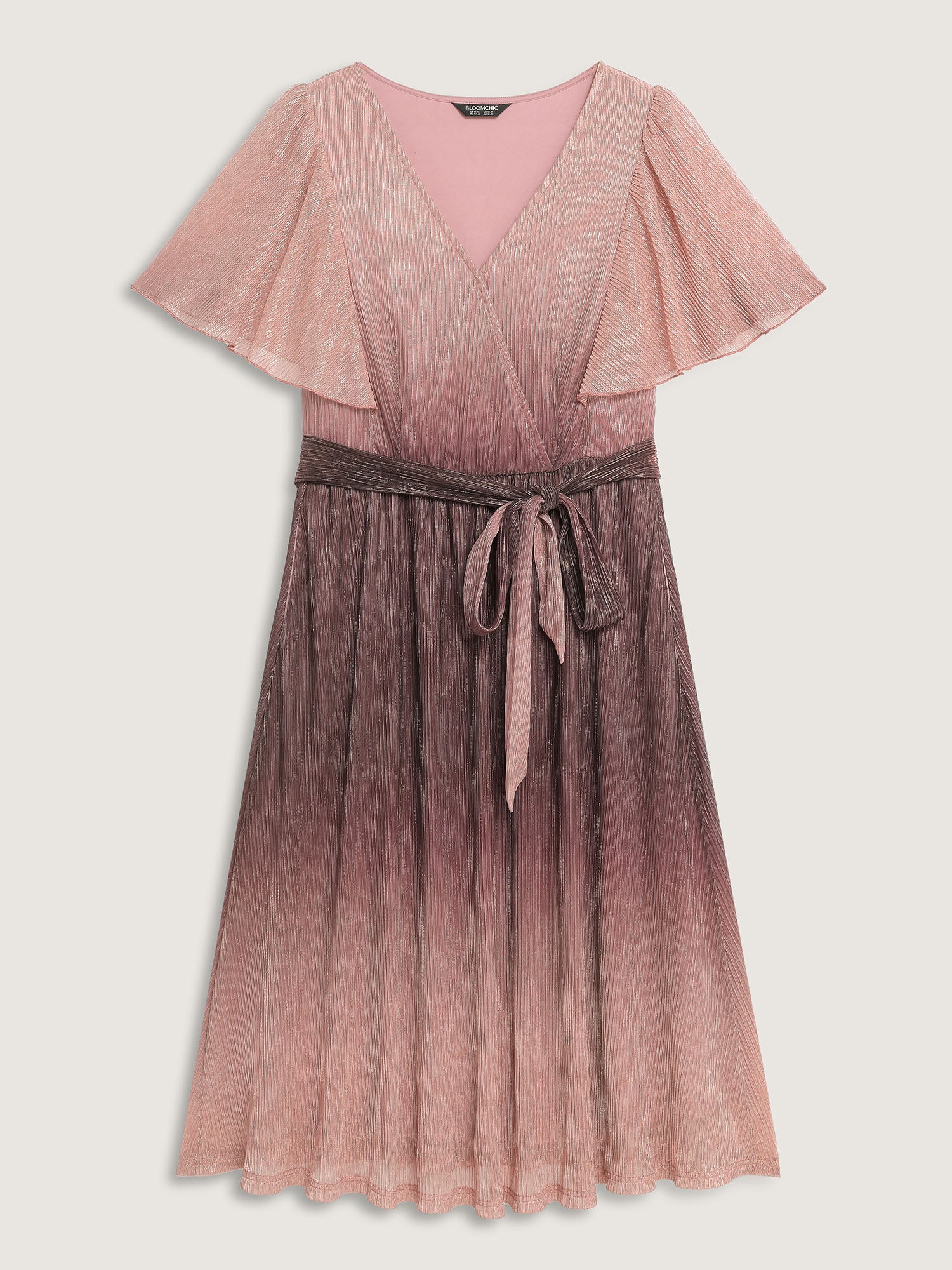 Color Gradient Pockets Belted Midi Dress - Image 7