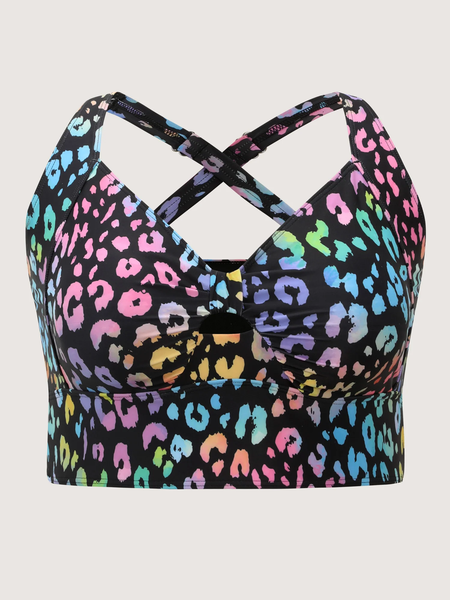 Colorful Leopard Print Cut-Out Bikini Top - Image 7