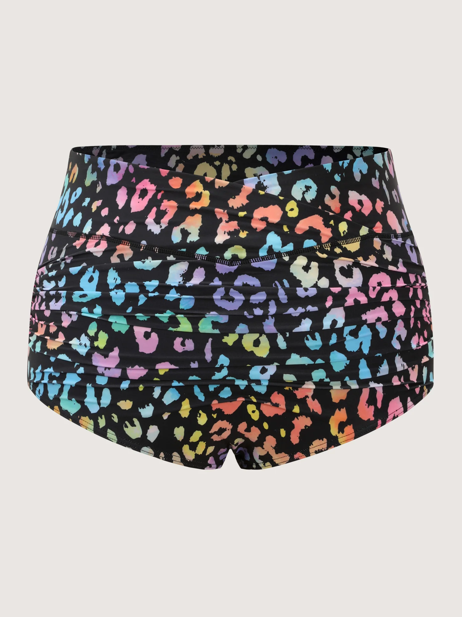 Colorful Leopard Print Overlap Waist Bikini Bottoms - Image 7