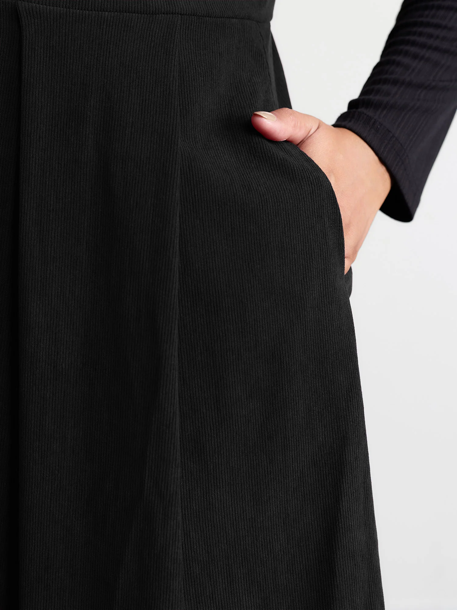 Corduroy Stretchy Waist V-Neck Mini Dress - Image 22
