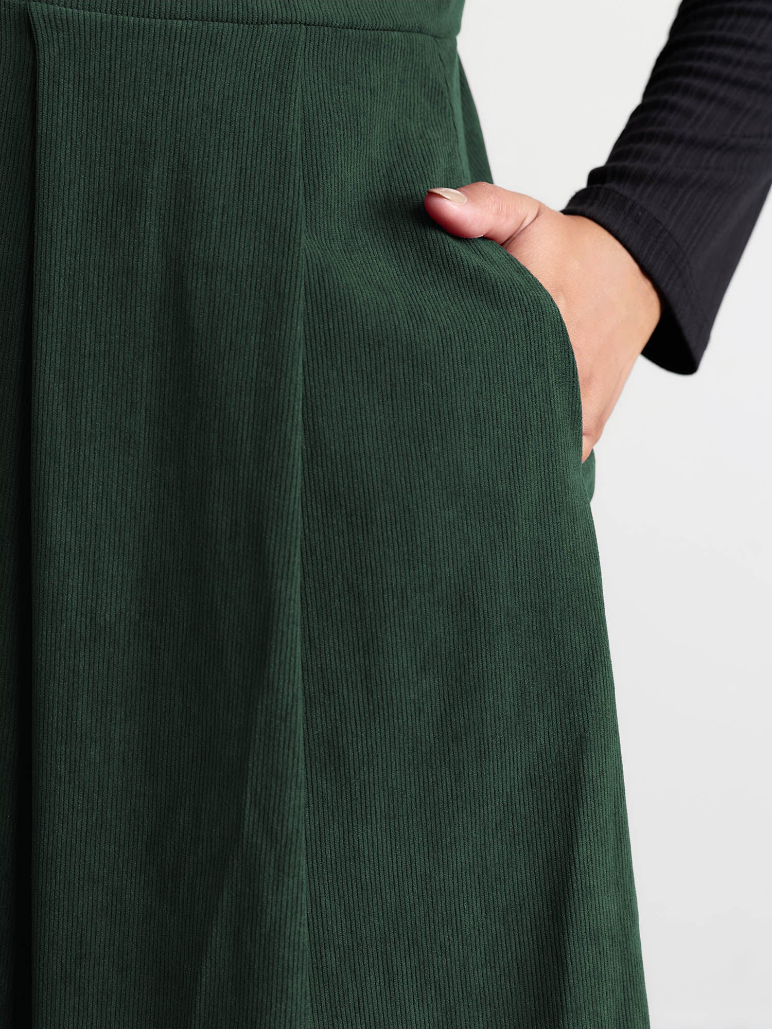 Corduroy Stretchy Waist V-Neck Mini Dress - Image 27