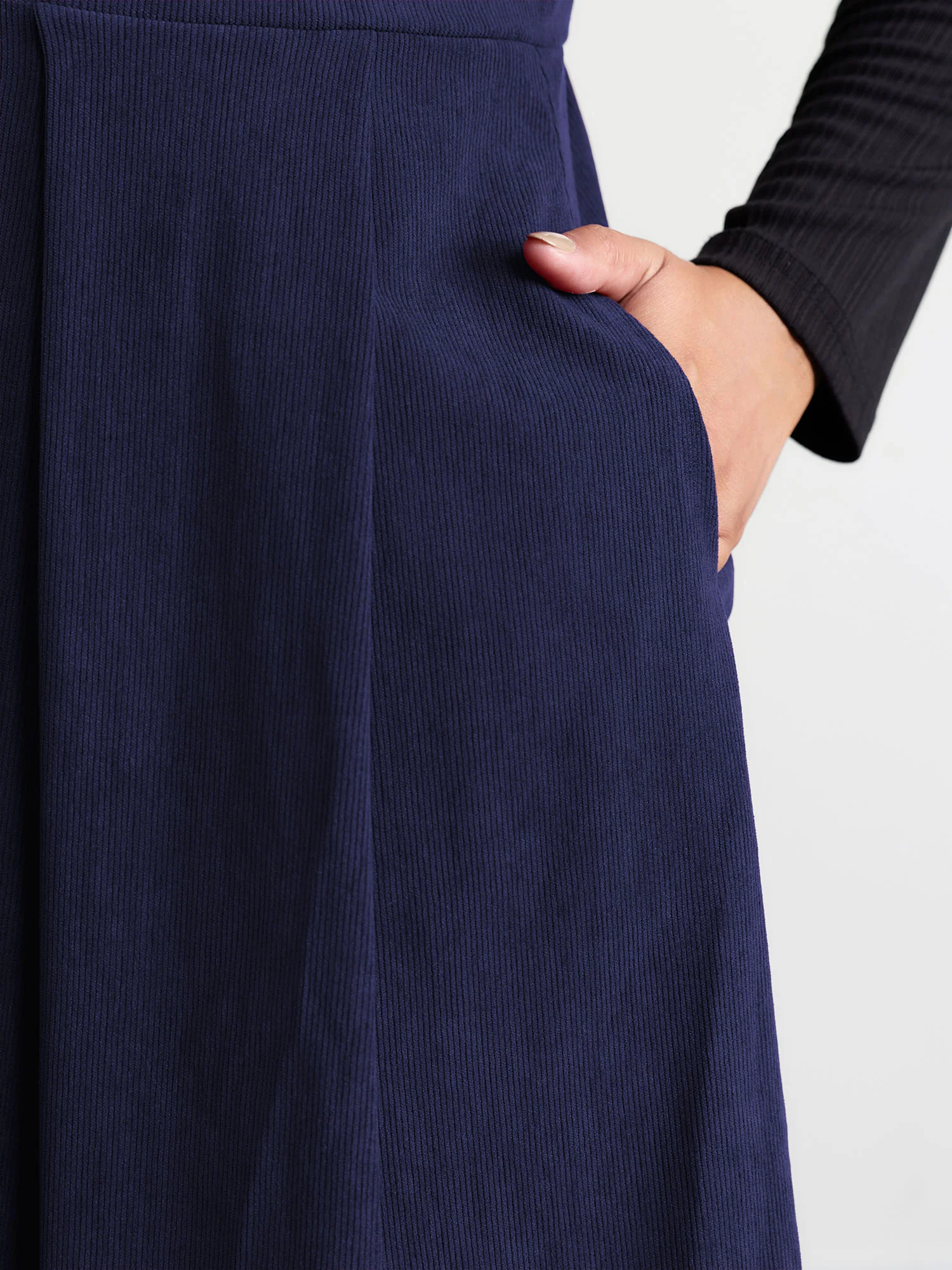 Corduroy Stretchy Waist V-Neck Mini Dress - Image 32