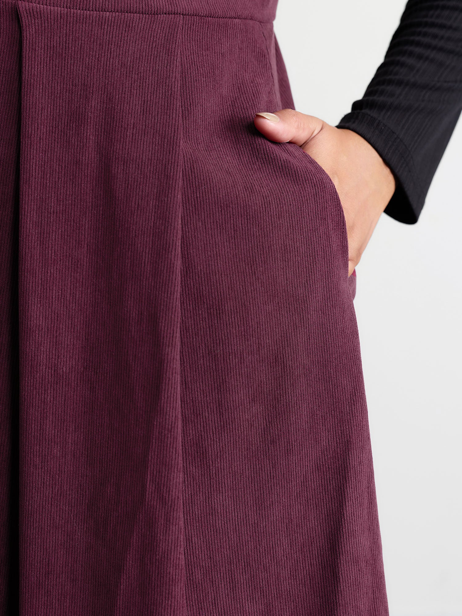 Corduroy Stretchy Waist V-Neck Mini Dress - Image 4