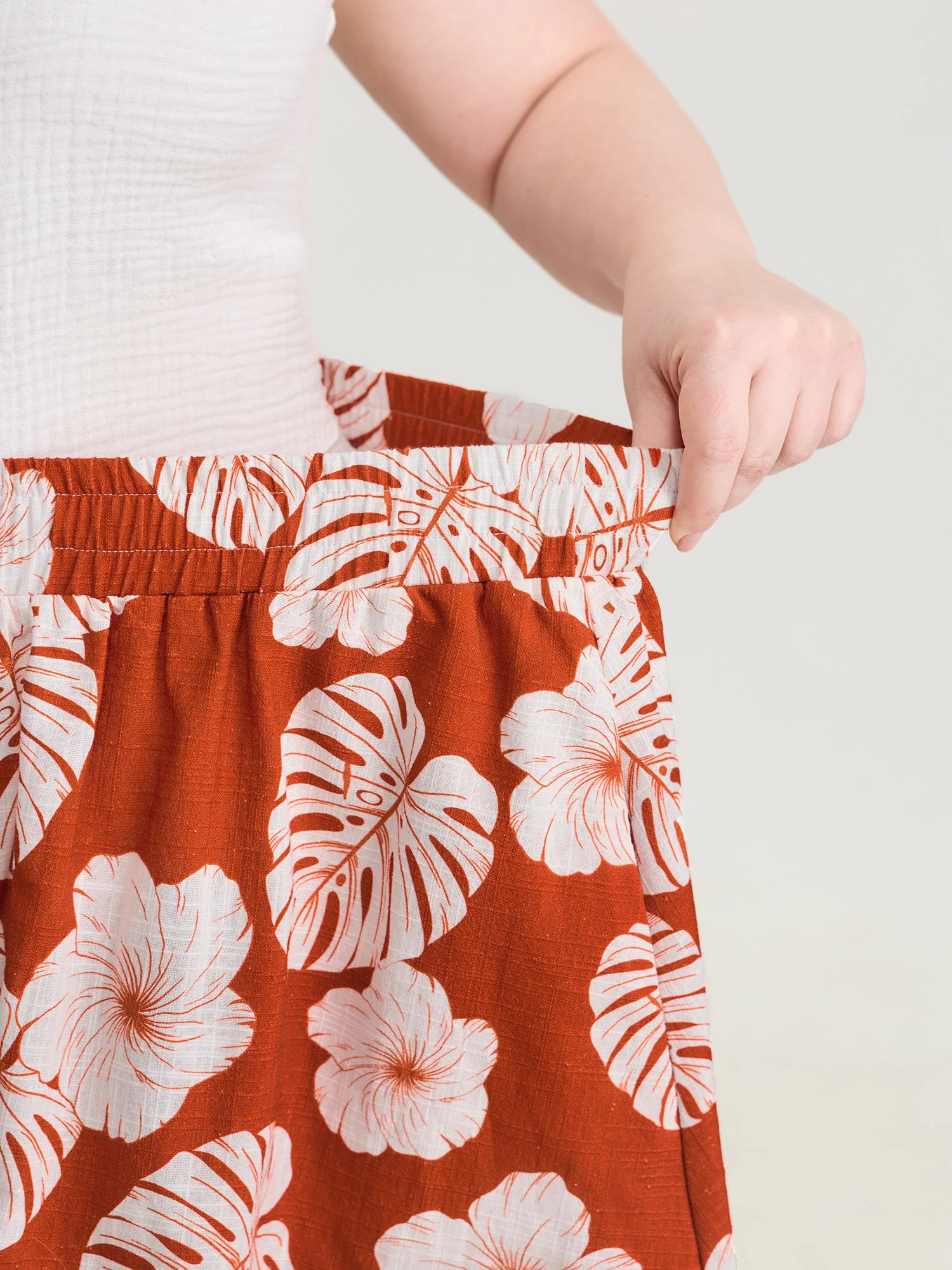 Cotton Large Floral Print Flowy Midi Skirt - Image 4