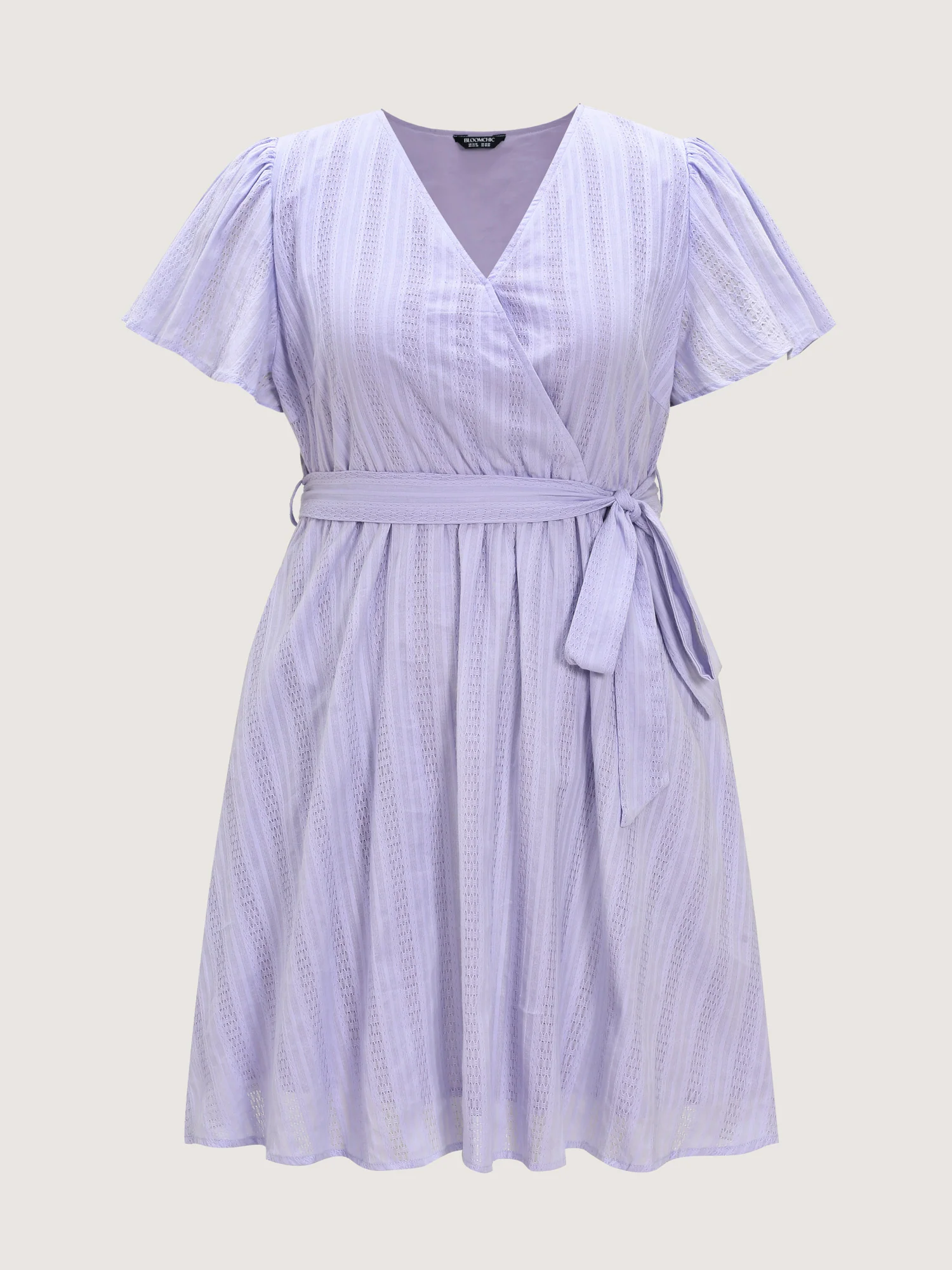 Cotton Textured Waist-Defining Tie Mini Dress - Image 7