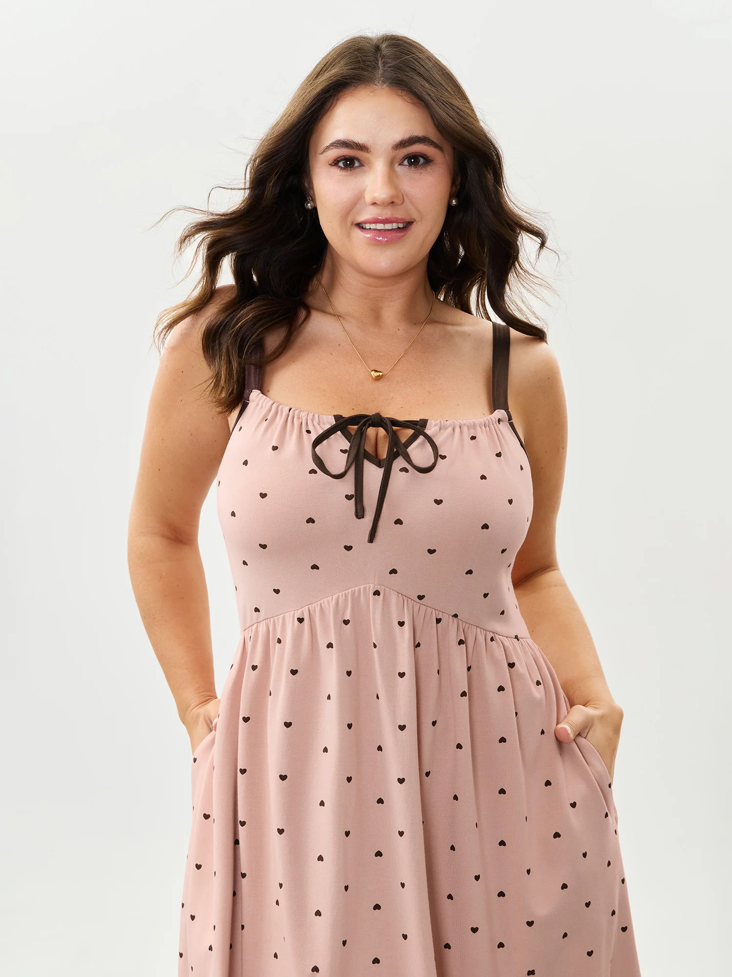 Cozy Love Drawstring Neckline Pocket Nightgown - Image 3