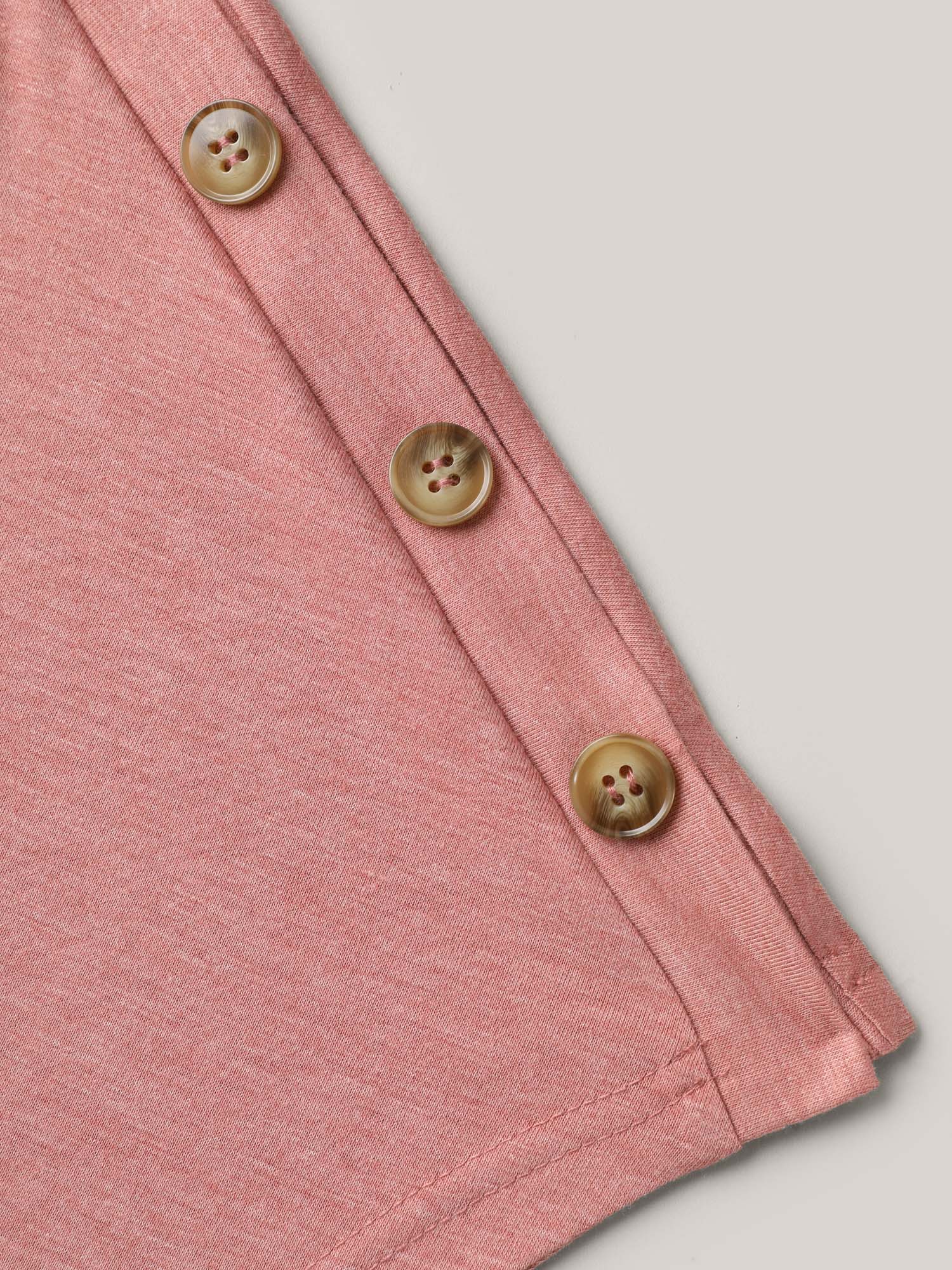 Decorative Buttons Half-Sleeve Plain T-Shirt - Image 5