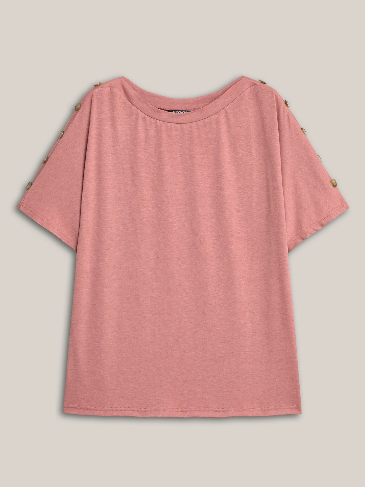 Decorative Buttons Half-Sleeve Plain T-Shirt - Image 6