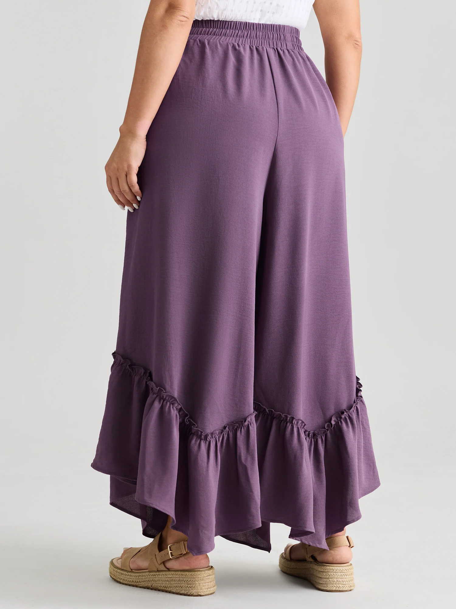 Drawstring Waist Ruffled Hem Pants - Image 5