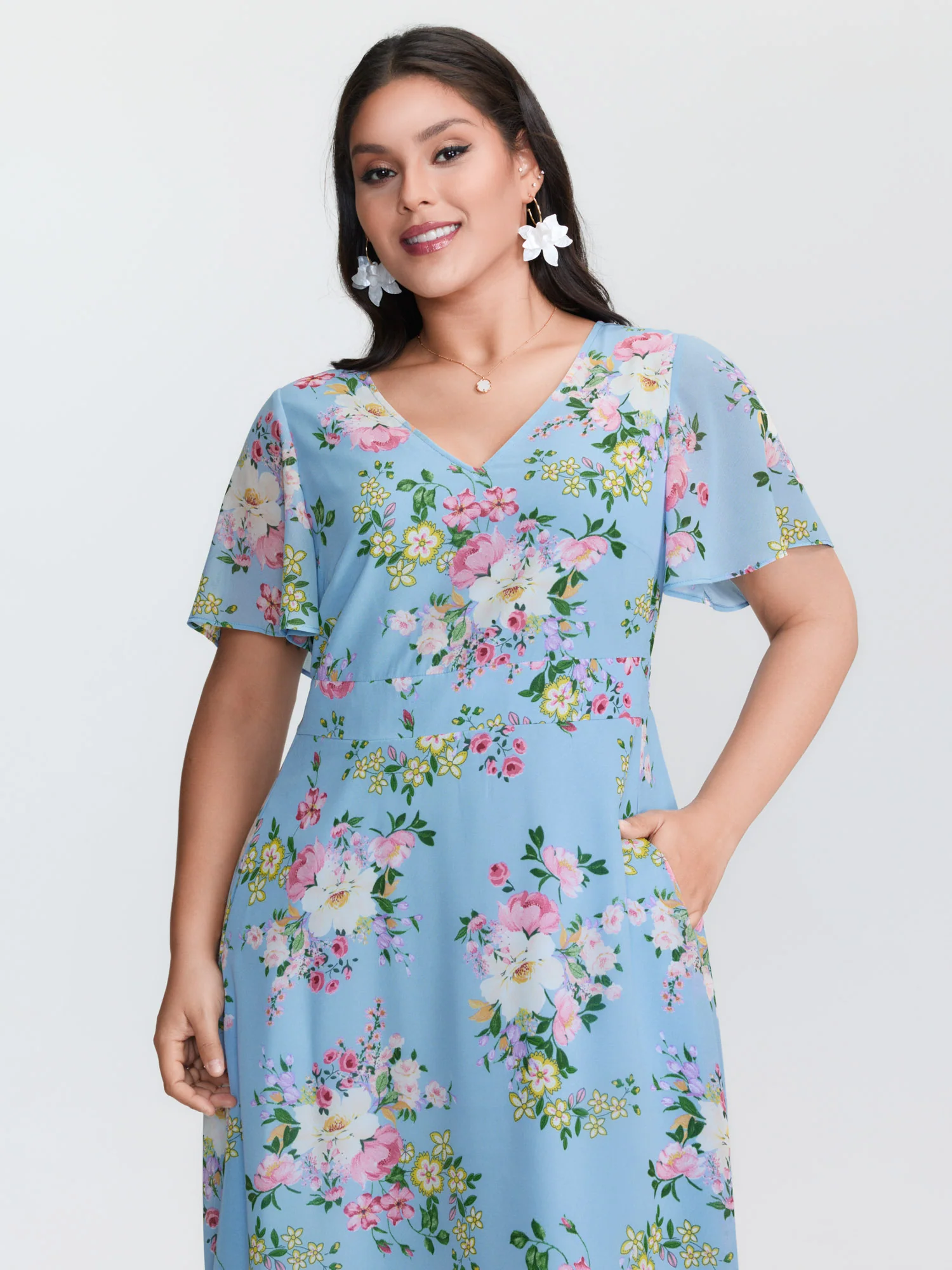 Elegant Floral Print Flowy Maxi Dress - Image 2