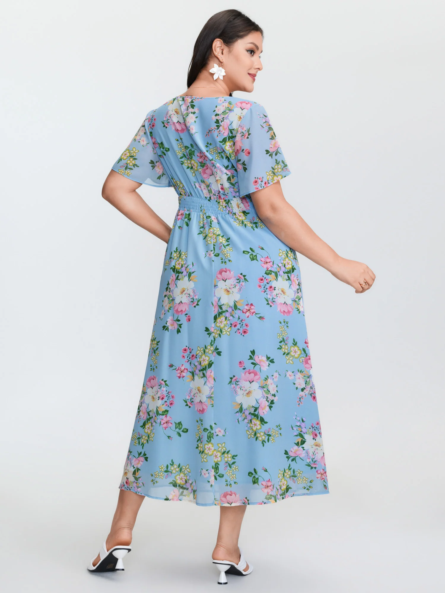 Elegant Floral Print Flowy Maxi Dress - Image 4