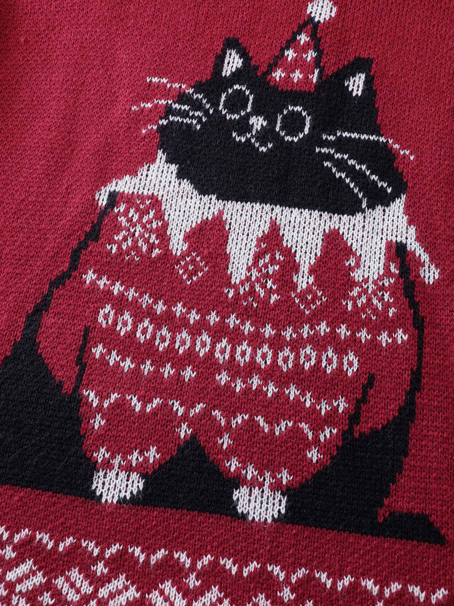 Festive Cat Micro Lantern Sleeve Pullover - Image 6