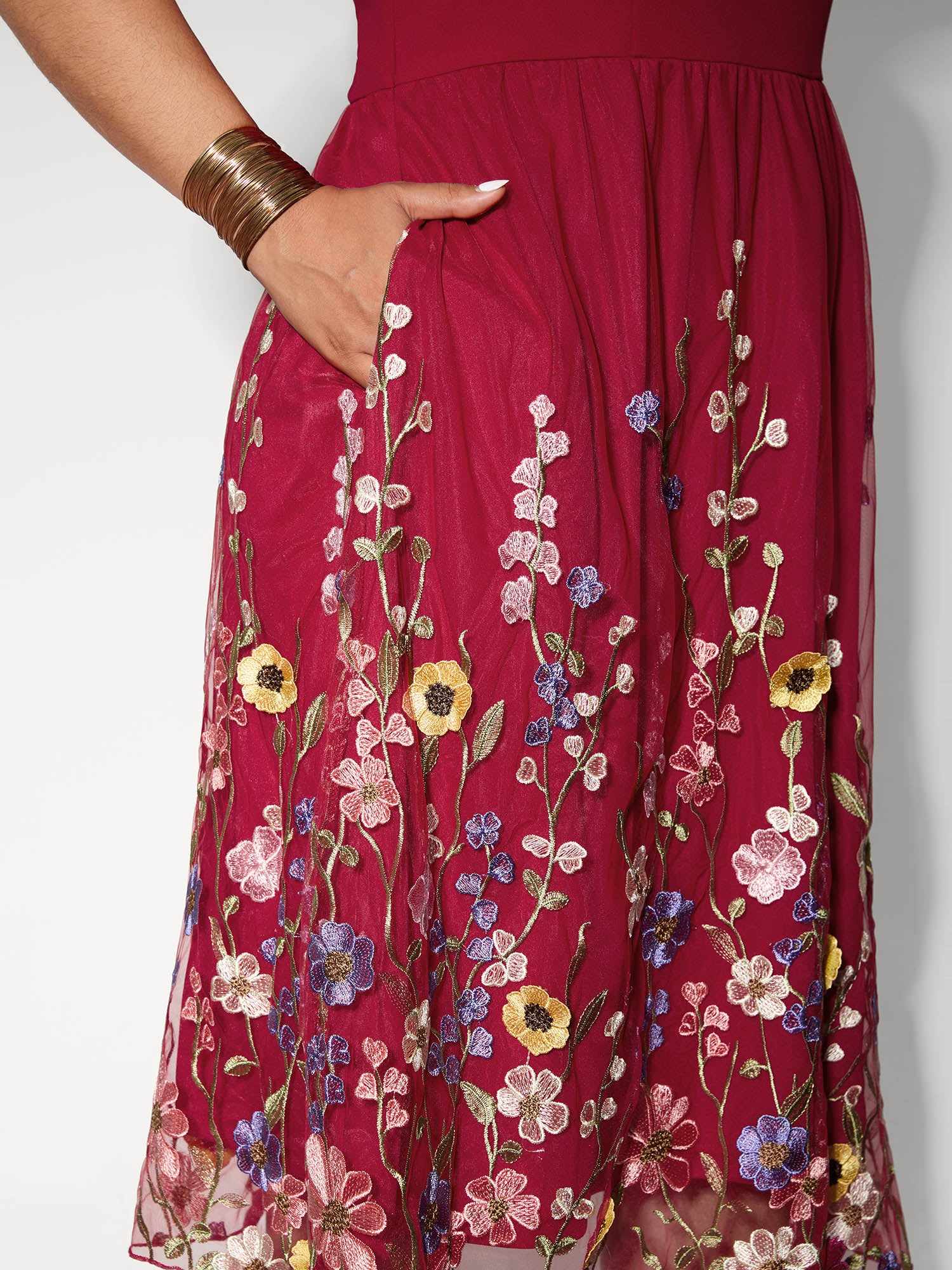 Floral Hem Shoulder-Tie Midi Dress - Image 4