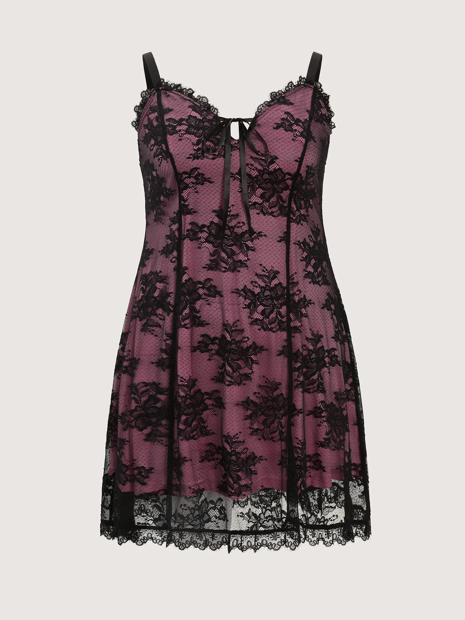 Floral Lace Trim Front-Tie Sleep Dress - Image 7