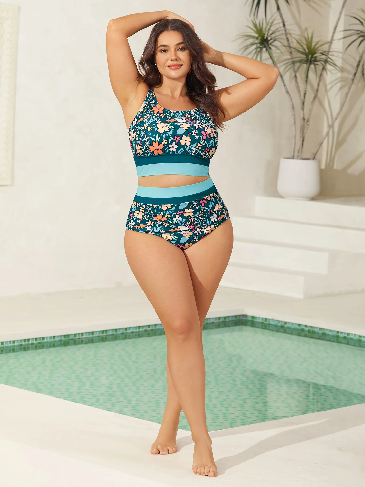 Floral Print Color Contrast Bikini Bottoms - Image 3