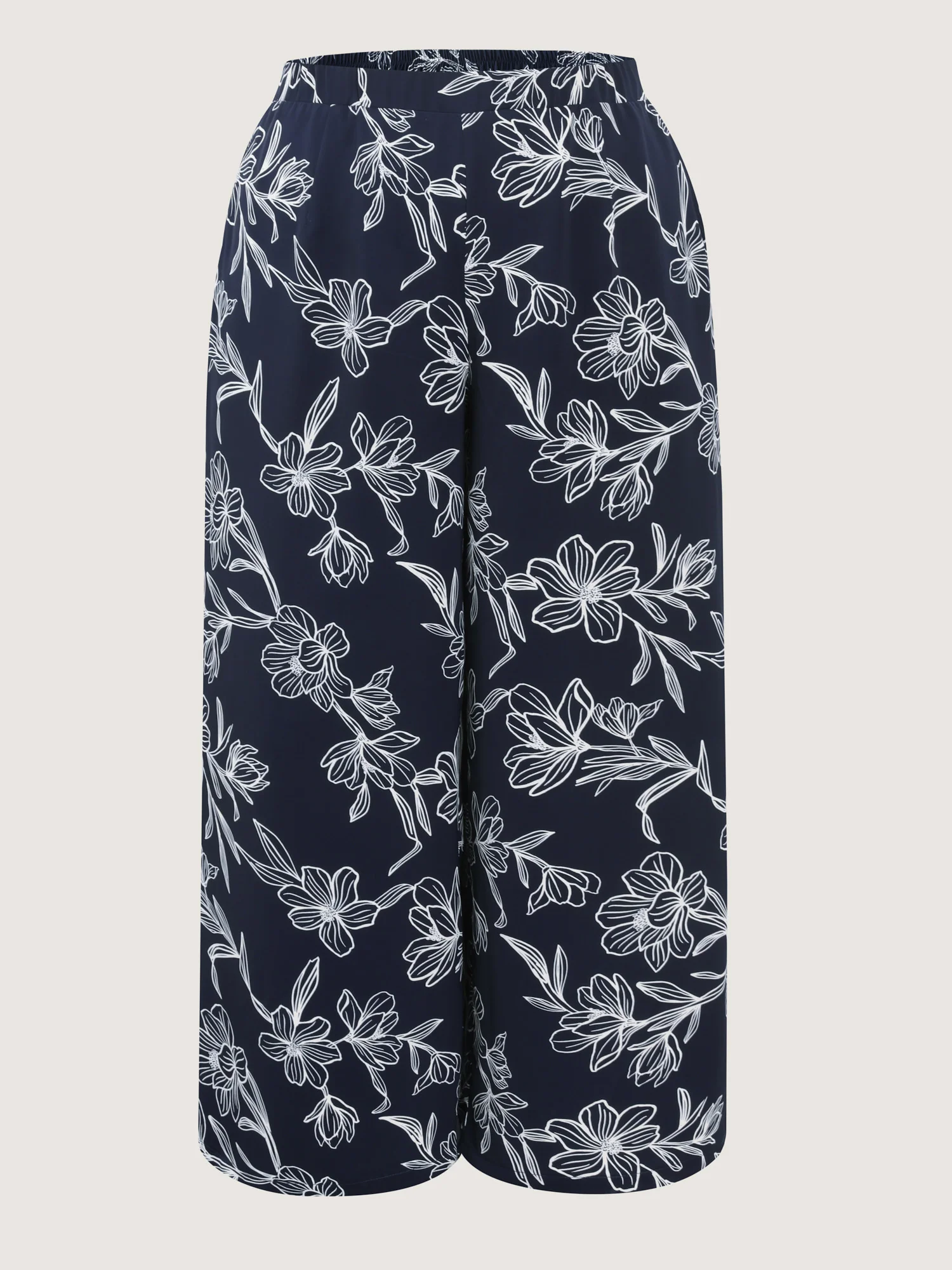 Floral Print Pull-On Wide-Leg Pants - Image 8