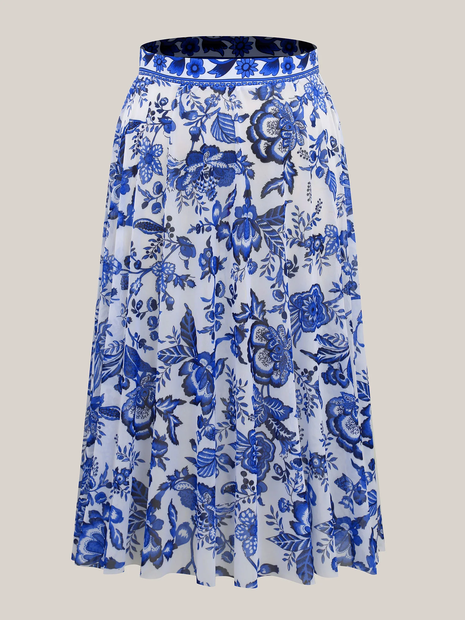 Two-Piece Floral Print Ruched Mesh Swimsuit, Sarong - Image 17