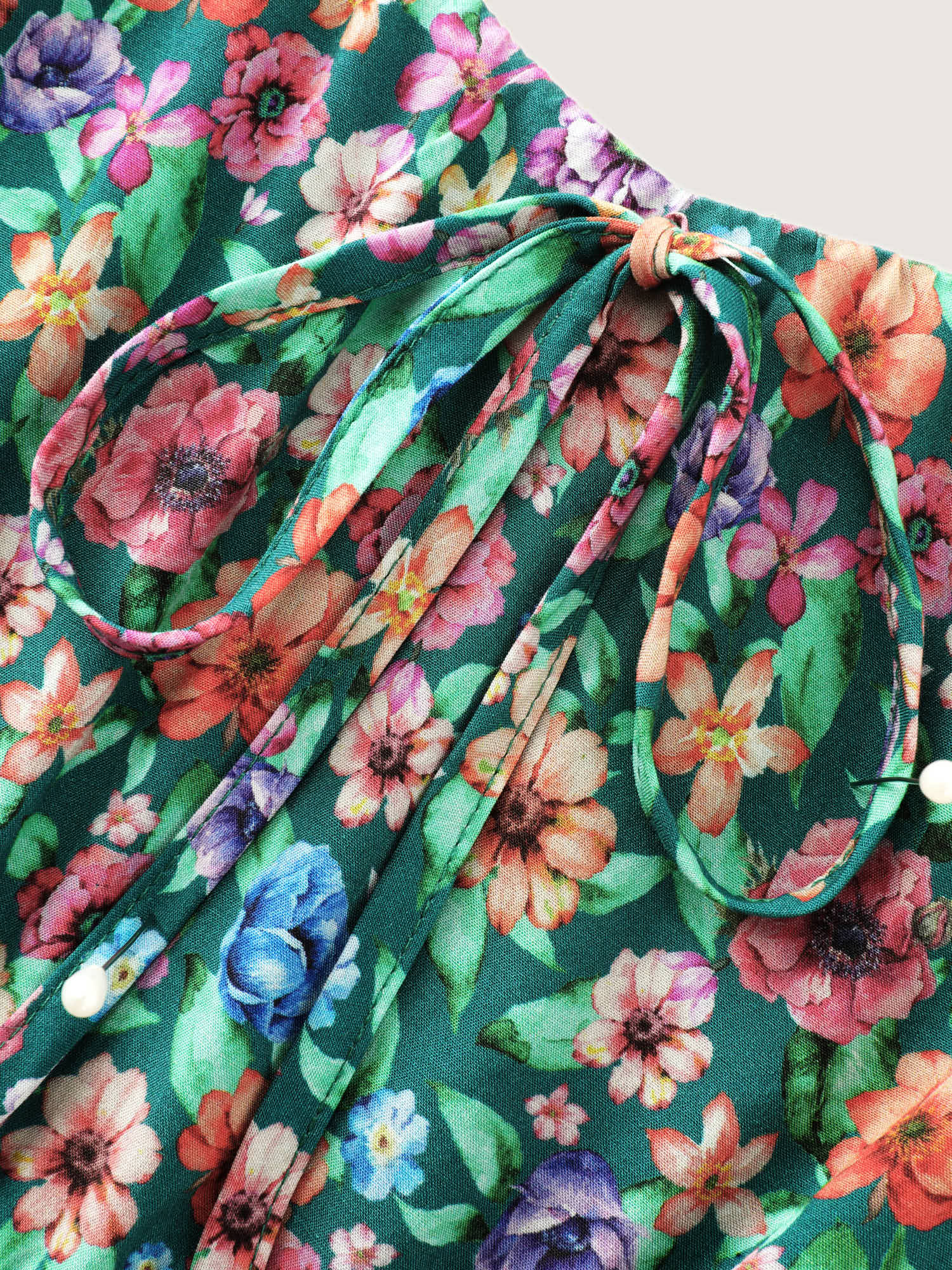 Floral Print Shirred Waist Flowy Midi Dress - Image 5