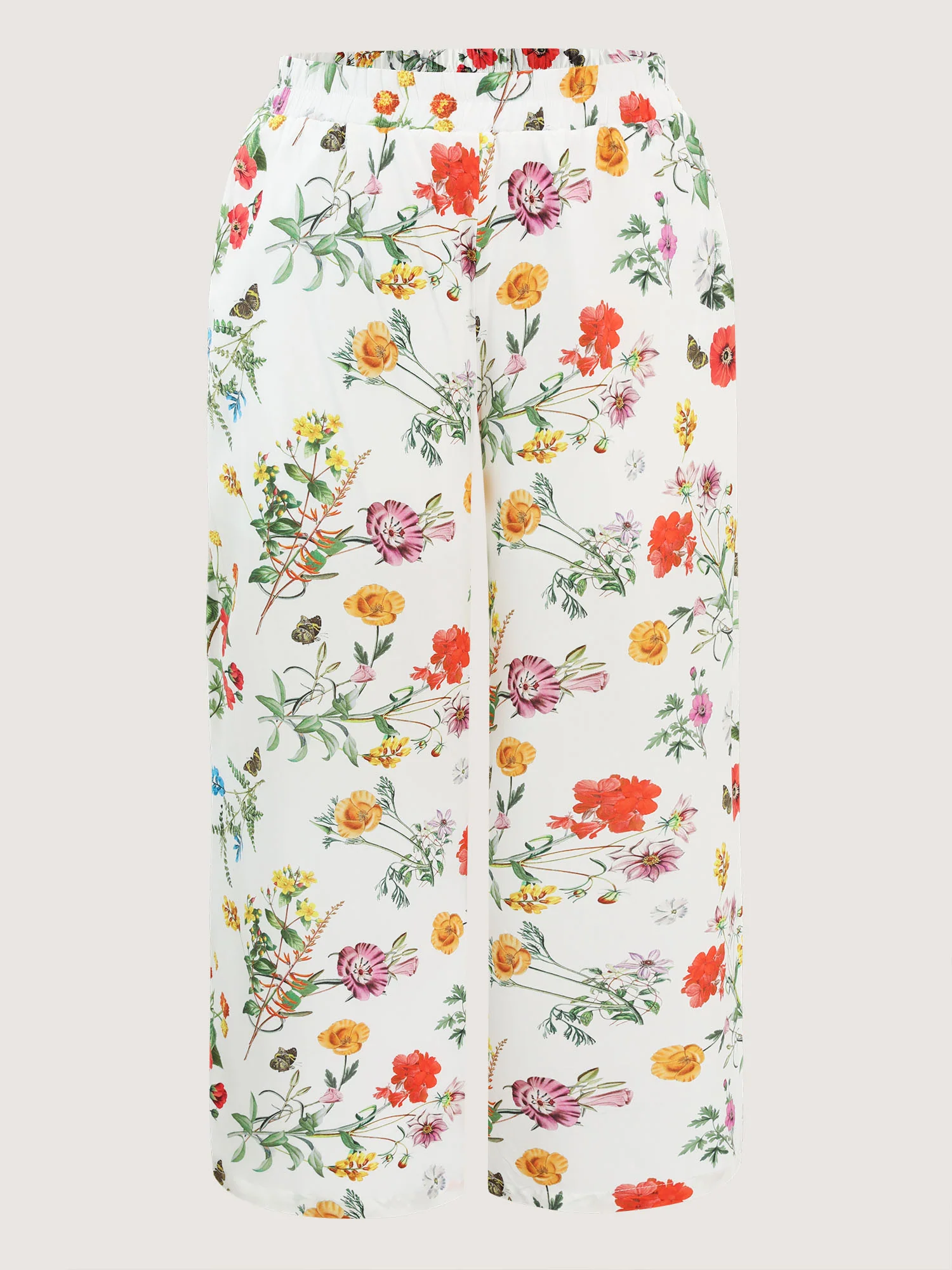 Floral Print Stretchy Waist Wide-Leg Pants - Image 8