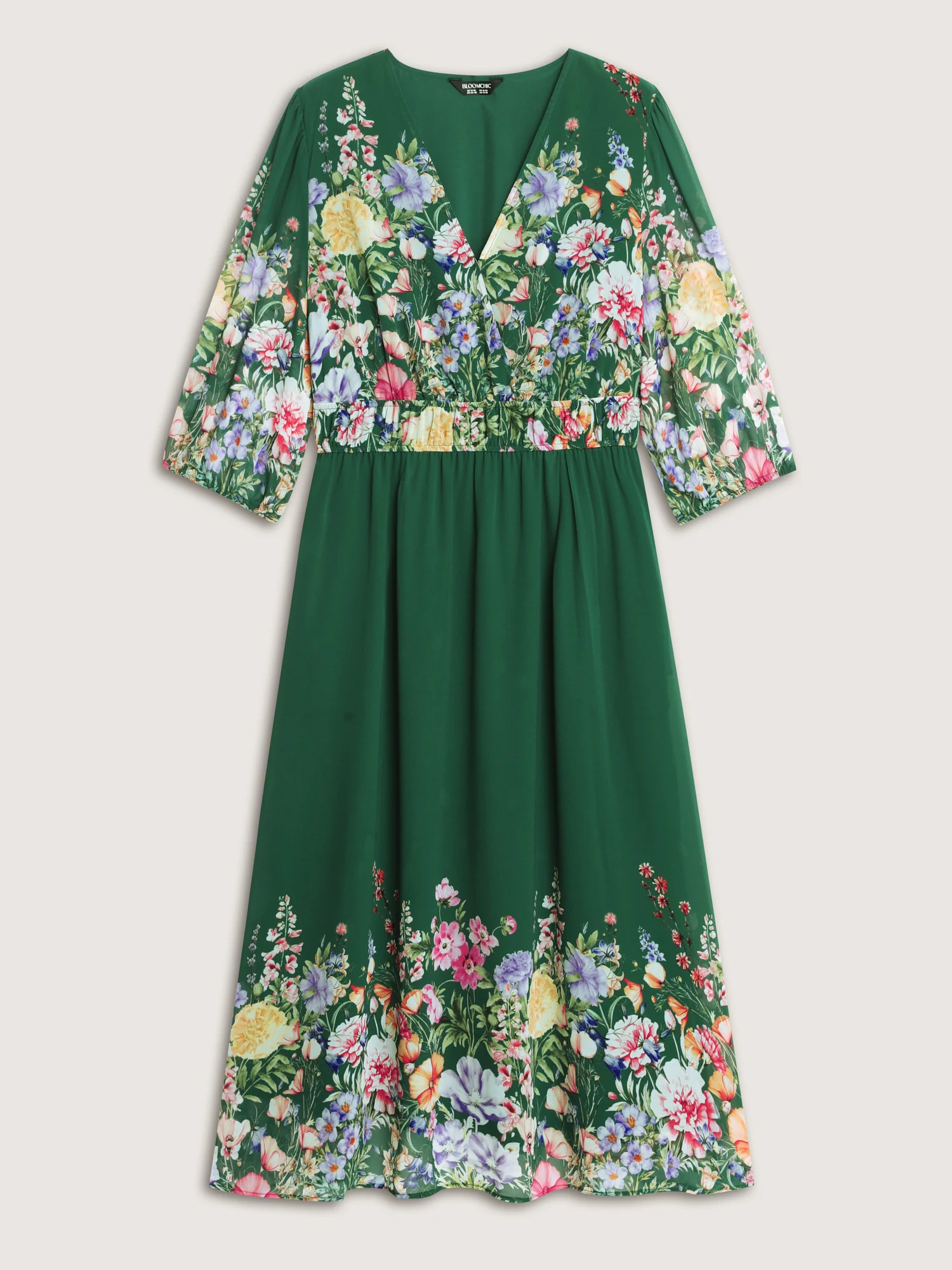 Floral Print Surplice Neckline Stretchy Waist Maxi Dress - Image 7