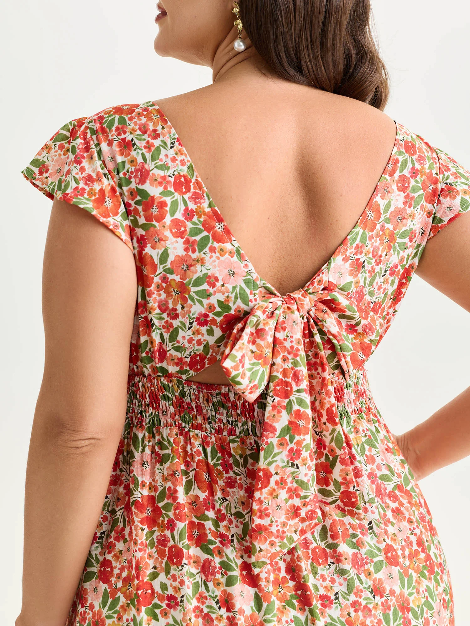 Floral Print Sweetheart Neckline Midi Dress - Image 2