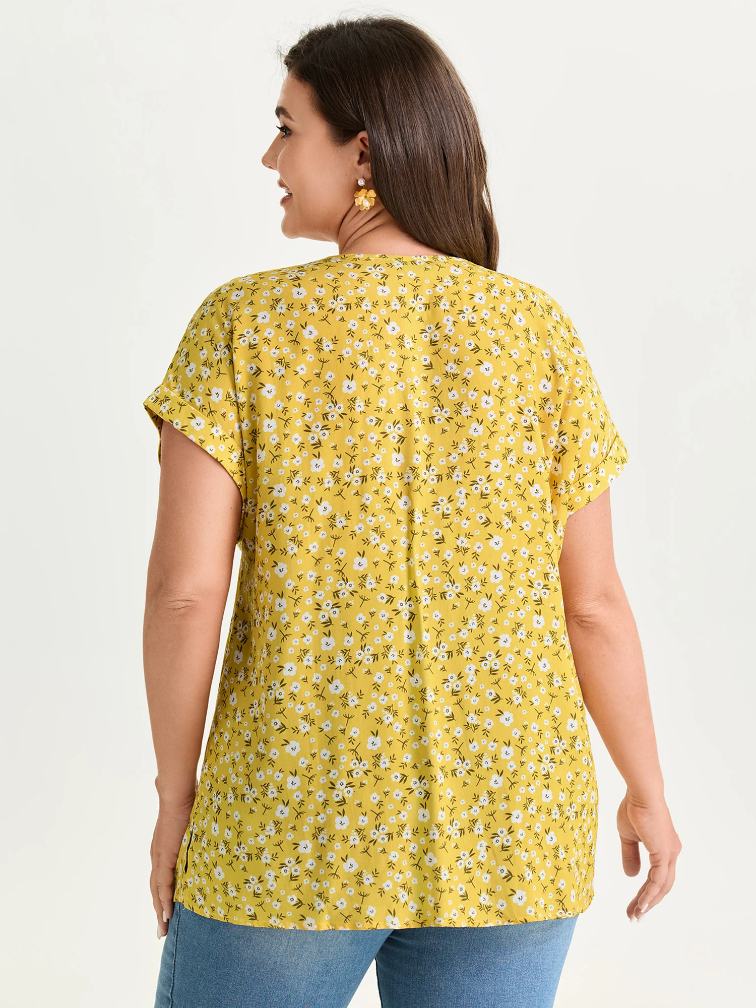 Floral Print V-Neck Dolman Sleeve Blouse - Image 4
