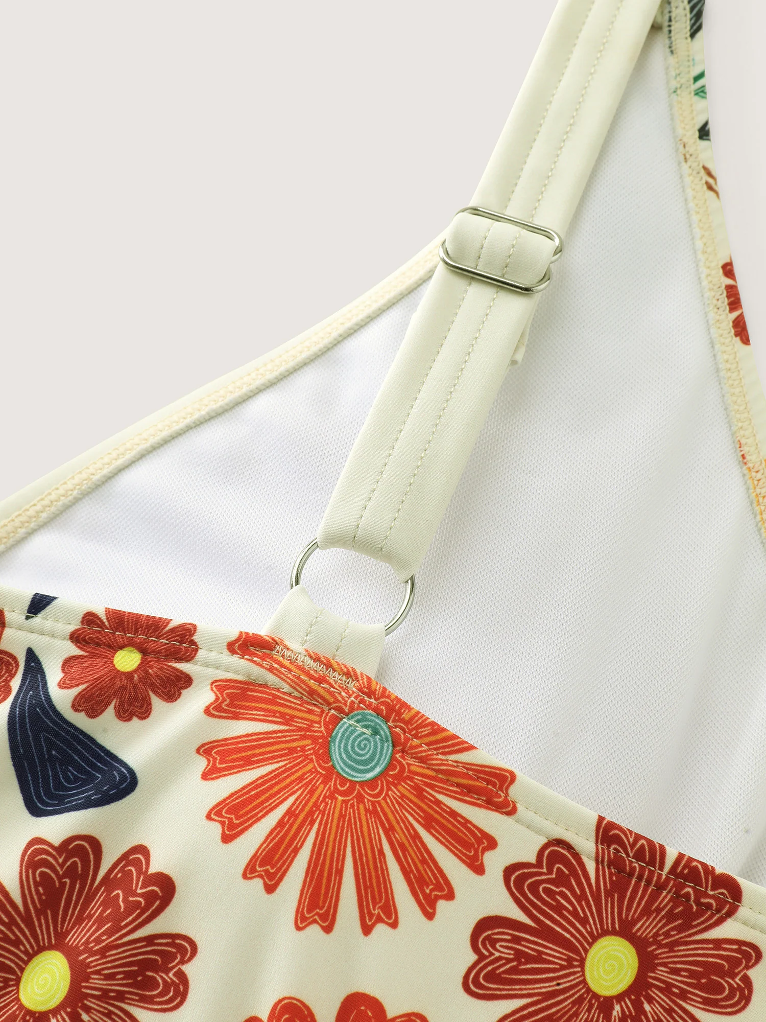 Floral Surplice Neckline Pockets Swim Dress - Image 9
