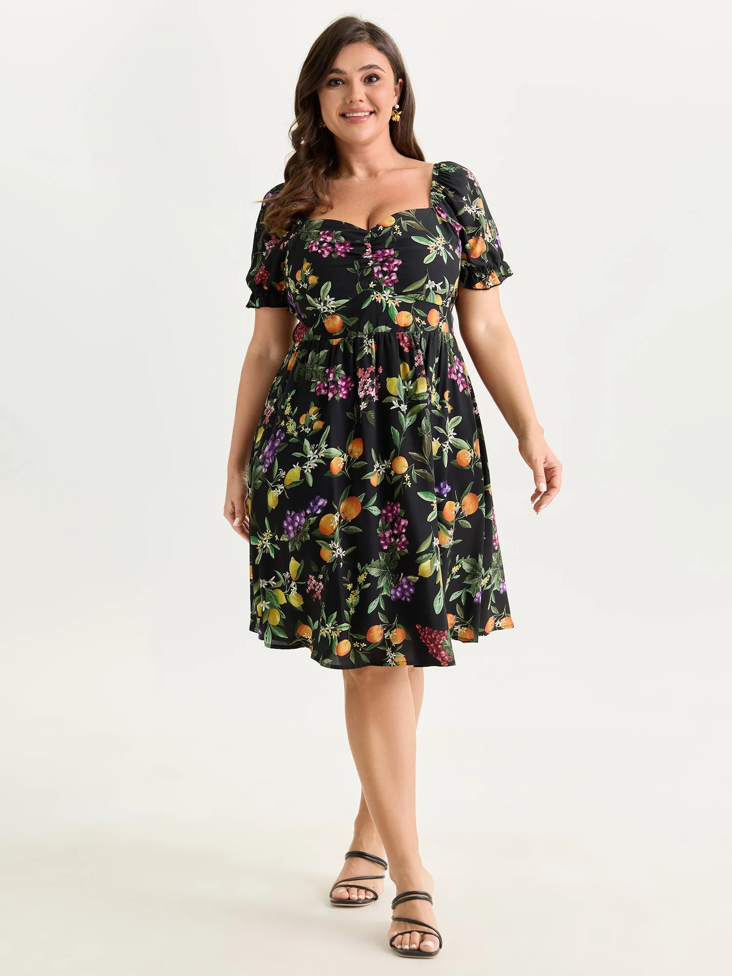 Fruit Print Sweetheart Neckline Mini Dress - Image 3