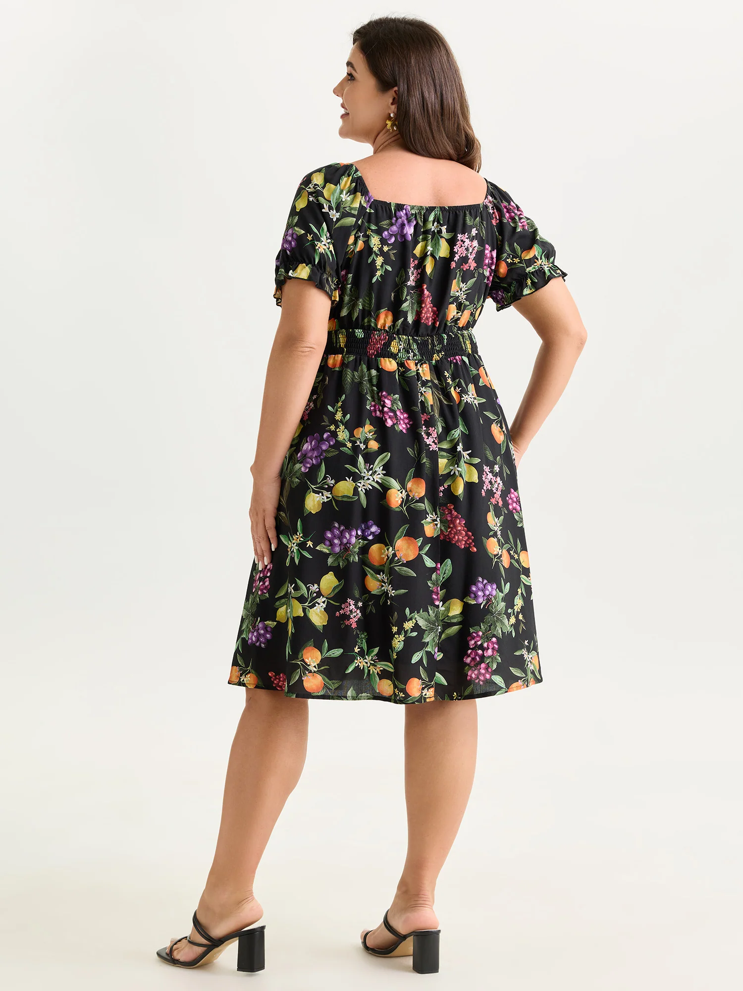 Fruit Print Sweetheart Neckline Mini Dress - Image 4