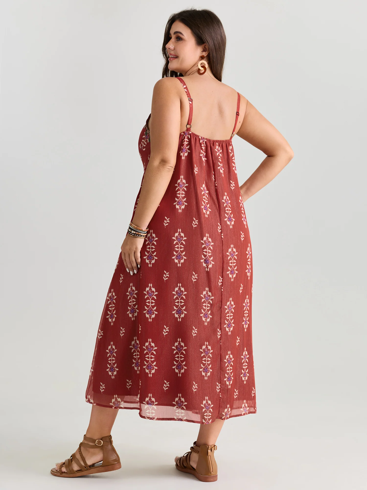 Geometric Print Tassel Cami Maxi Dress - Image 4