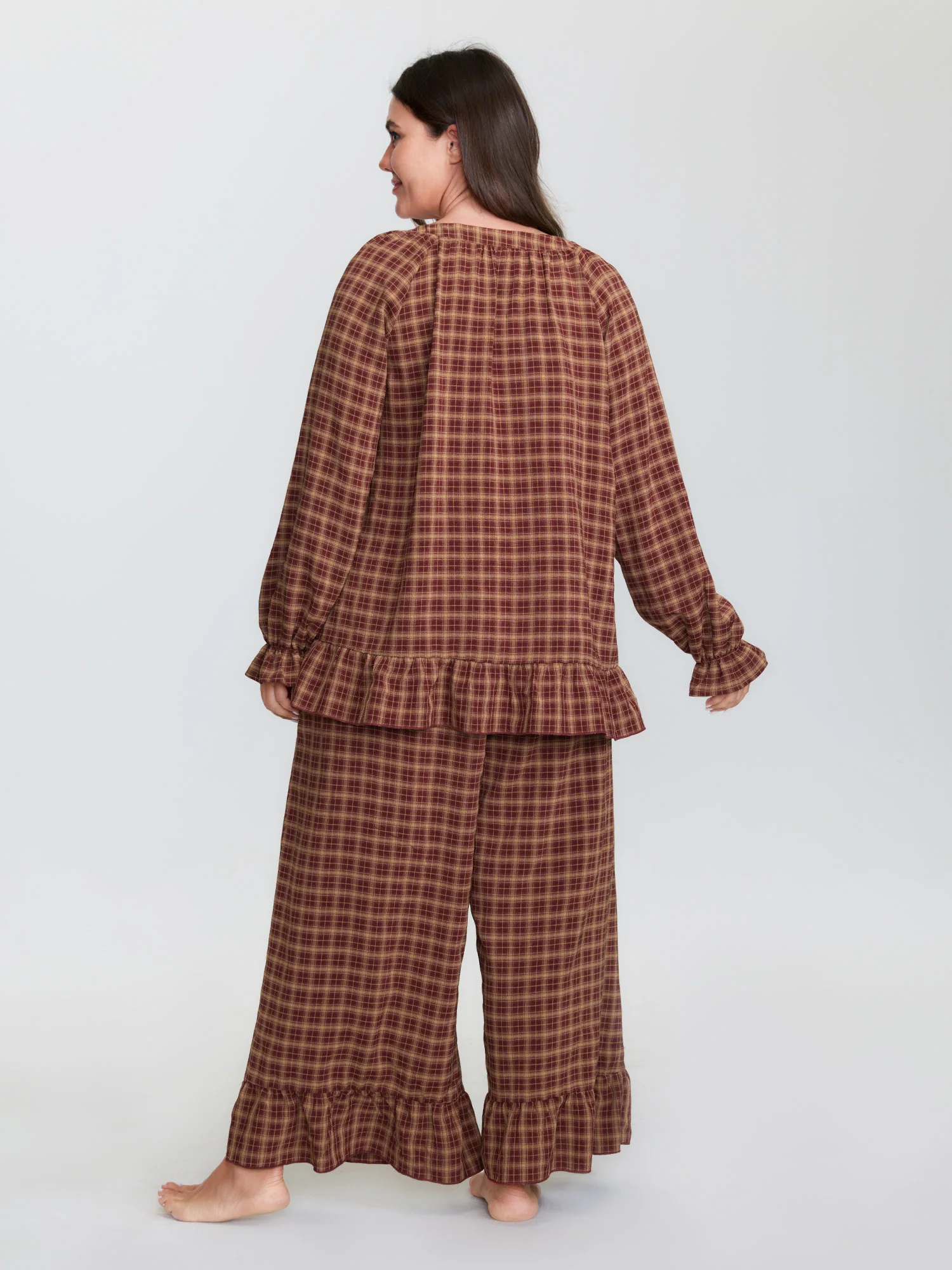 Gingham Ruffled Hem Loungewear Set - Image 26