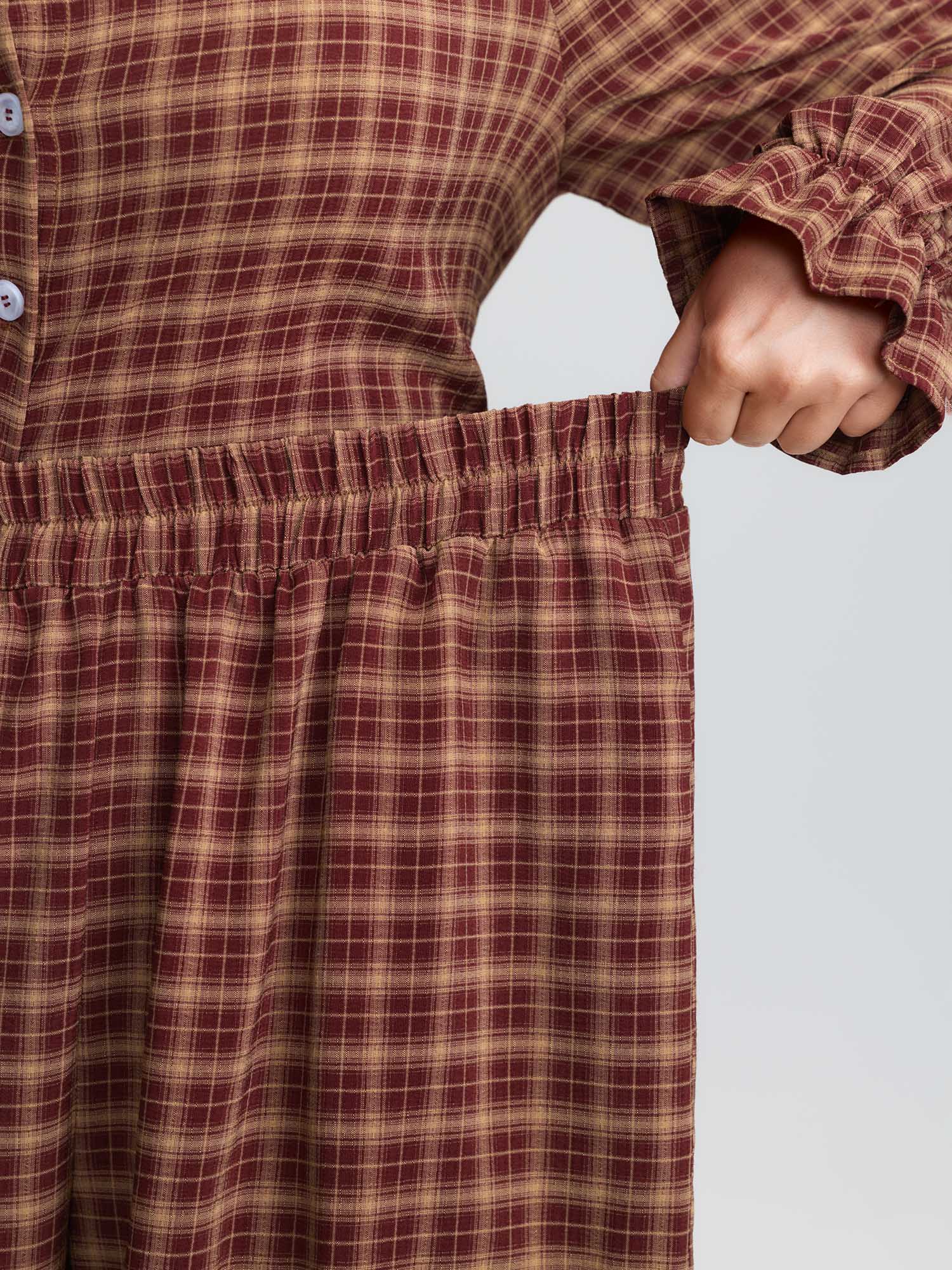 Gingham Ruffled Hem Loungewear Set - Image 27