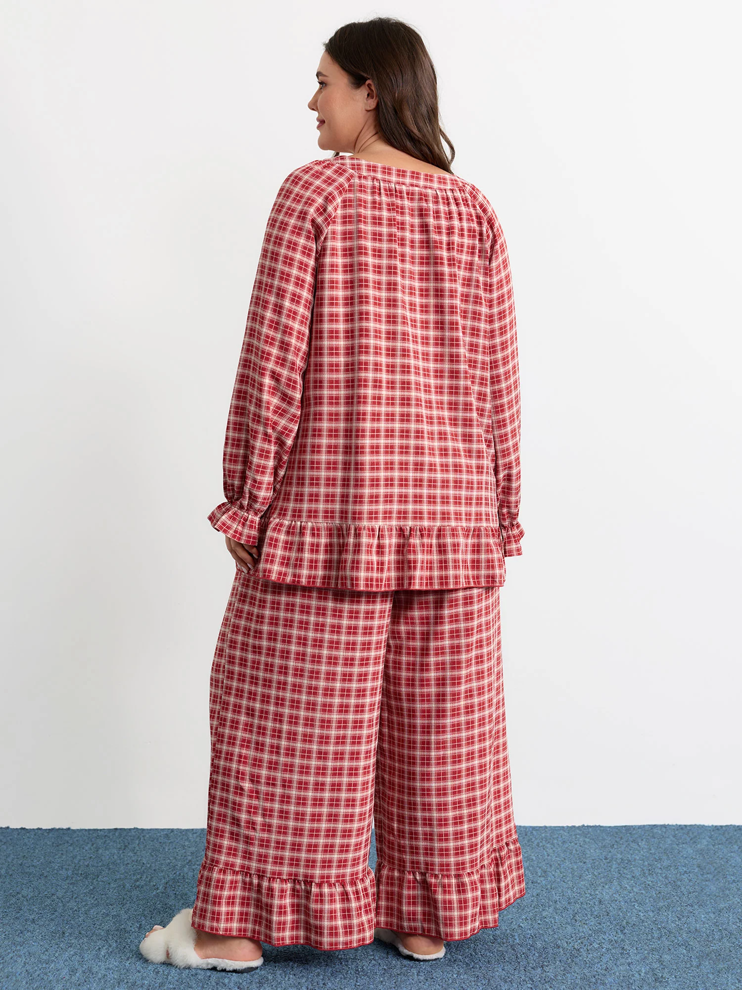 Gingham Ruffled Hem Loungewear Set - Image 32